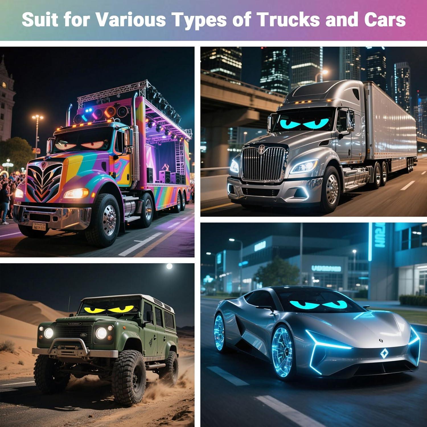 Ojos LED para Parabrisas Asmila 60cmx12cm Multicolor