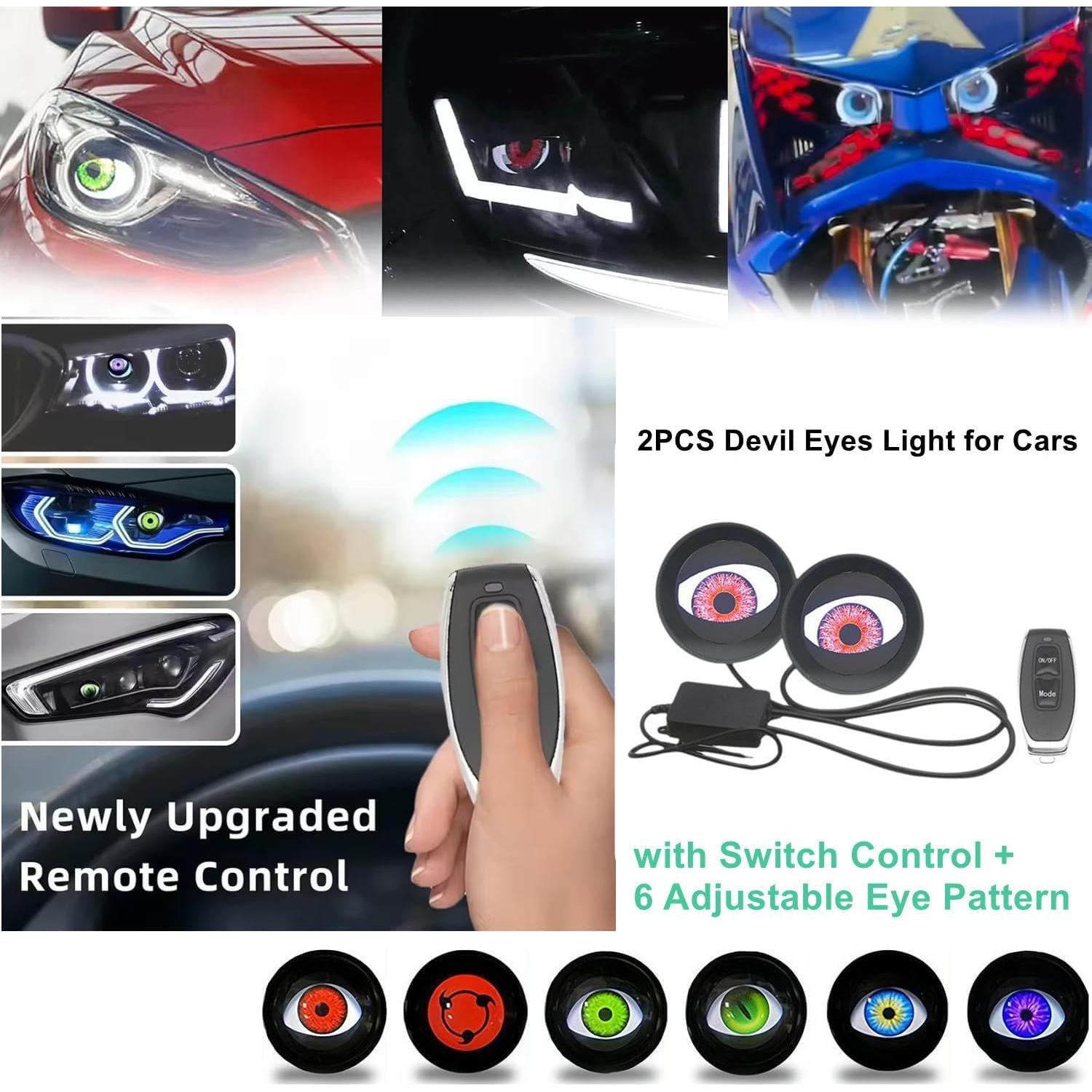 2 Pcs Faro Ojos del Diablo LED JHSHlye 12V 6 Modos Ajustables