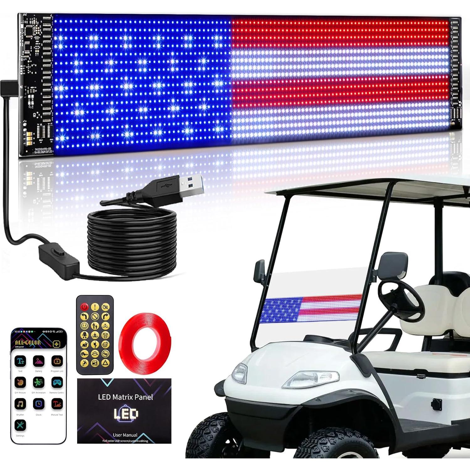 Cartel LED Programable TOBWOLF para Carrito de Golf 595x120mm