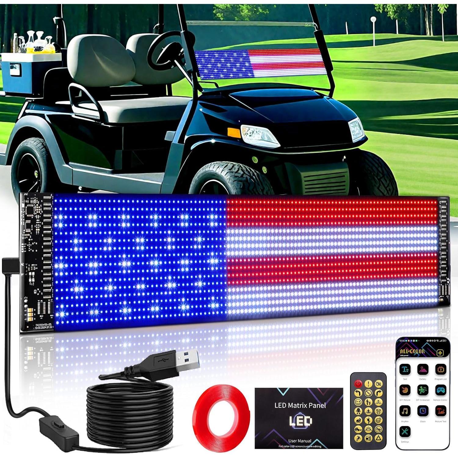 Cartel LED Programable TOBWOLF para Carrito de Golf 595x120mm