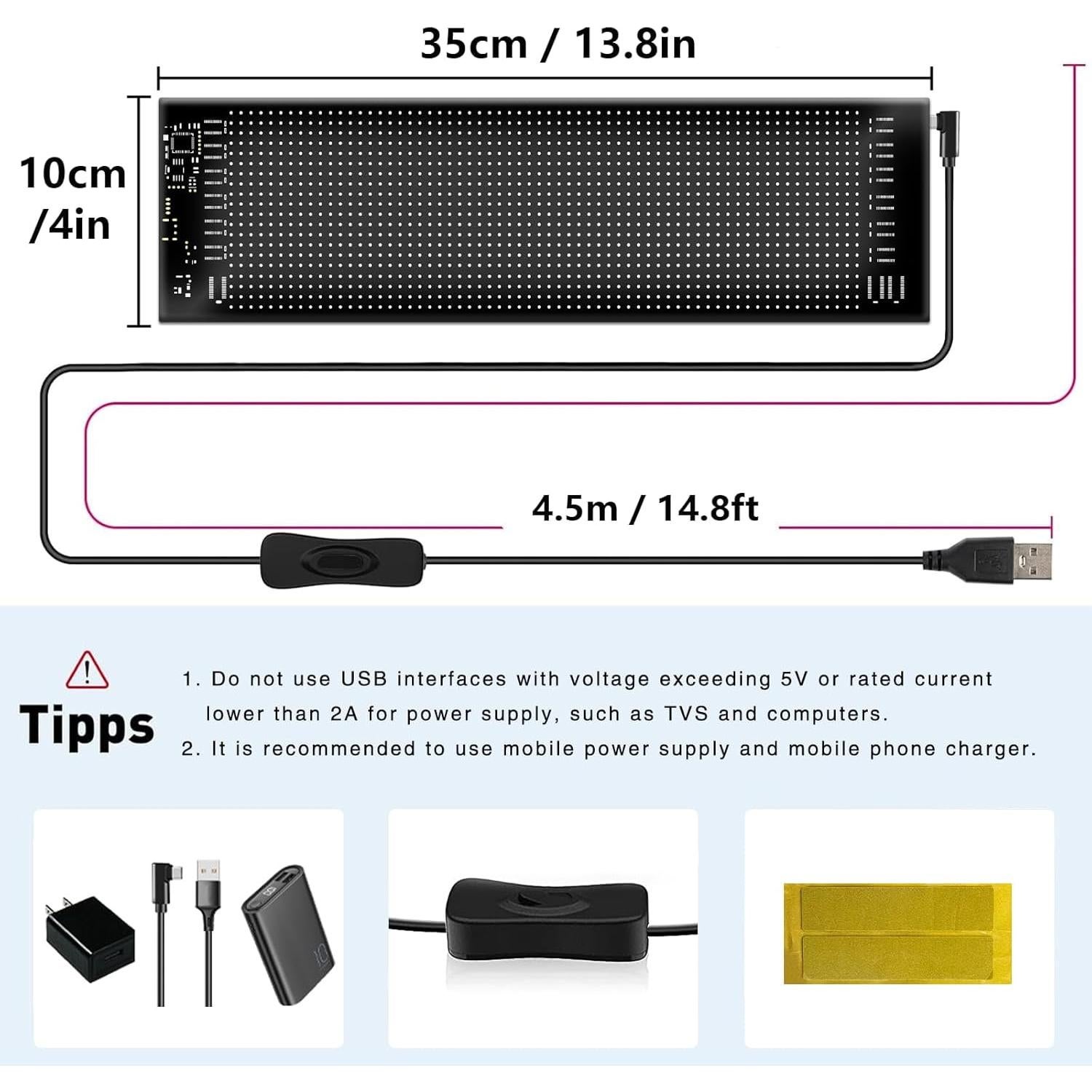 Señal LED Personalizable Taysem 64x20 para Auto