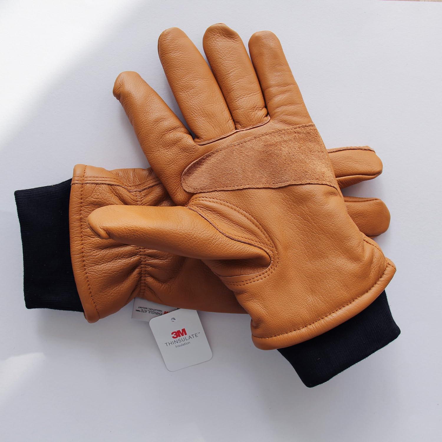 Guantes de trabajo de cuero marrón retro NN101L para jardinería