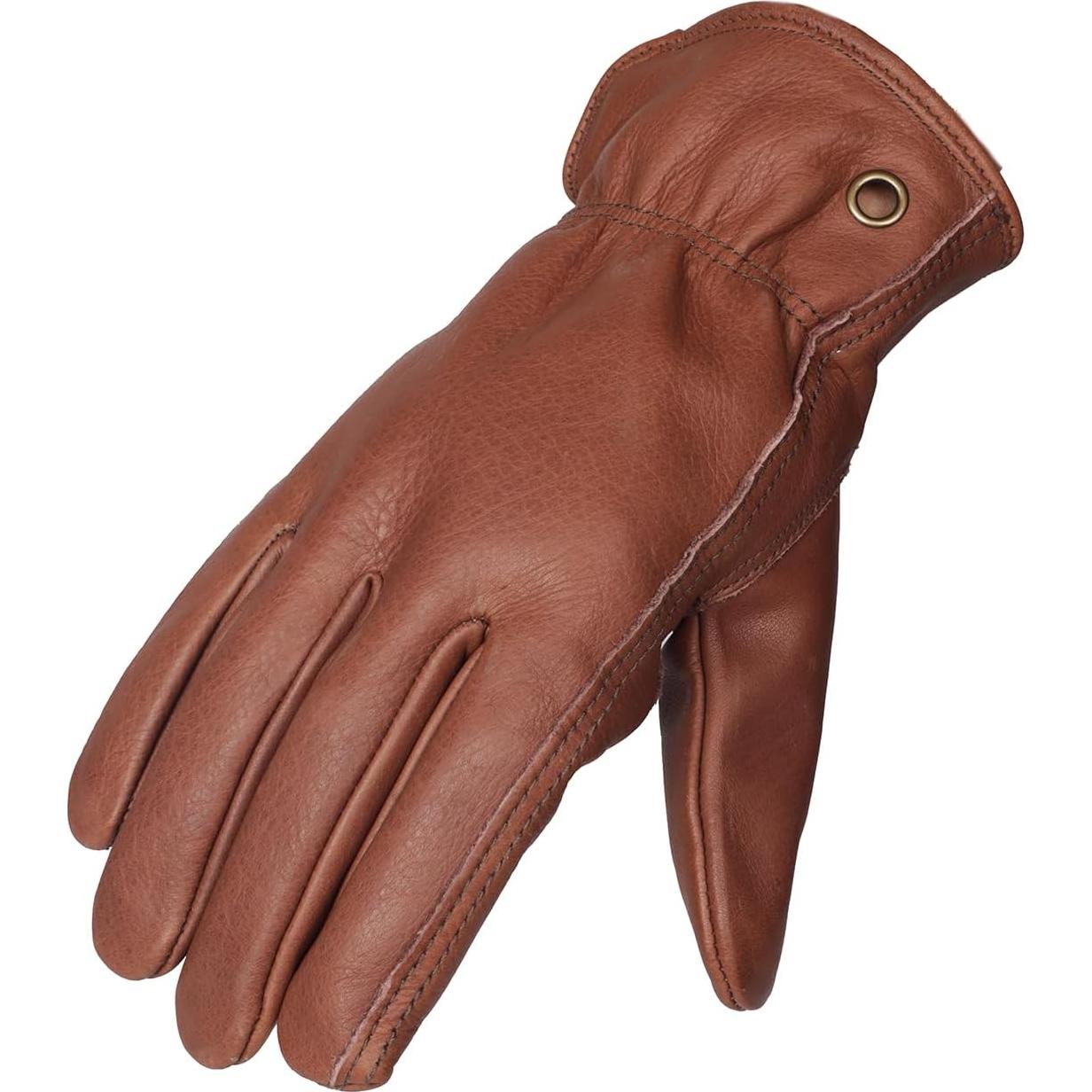 Guantes de Trabajo de Cuero Marrón Retro NN101L - Unisex