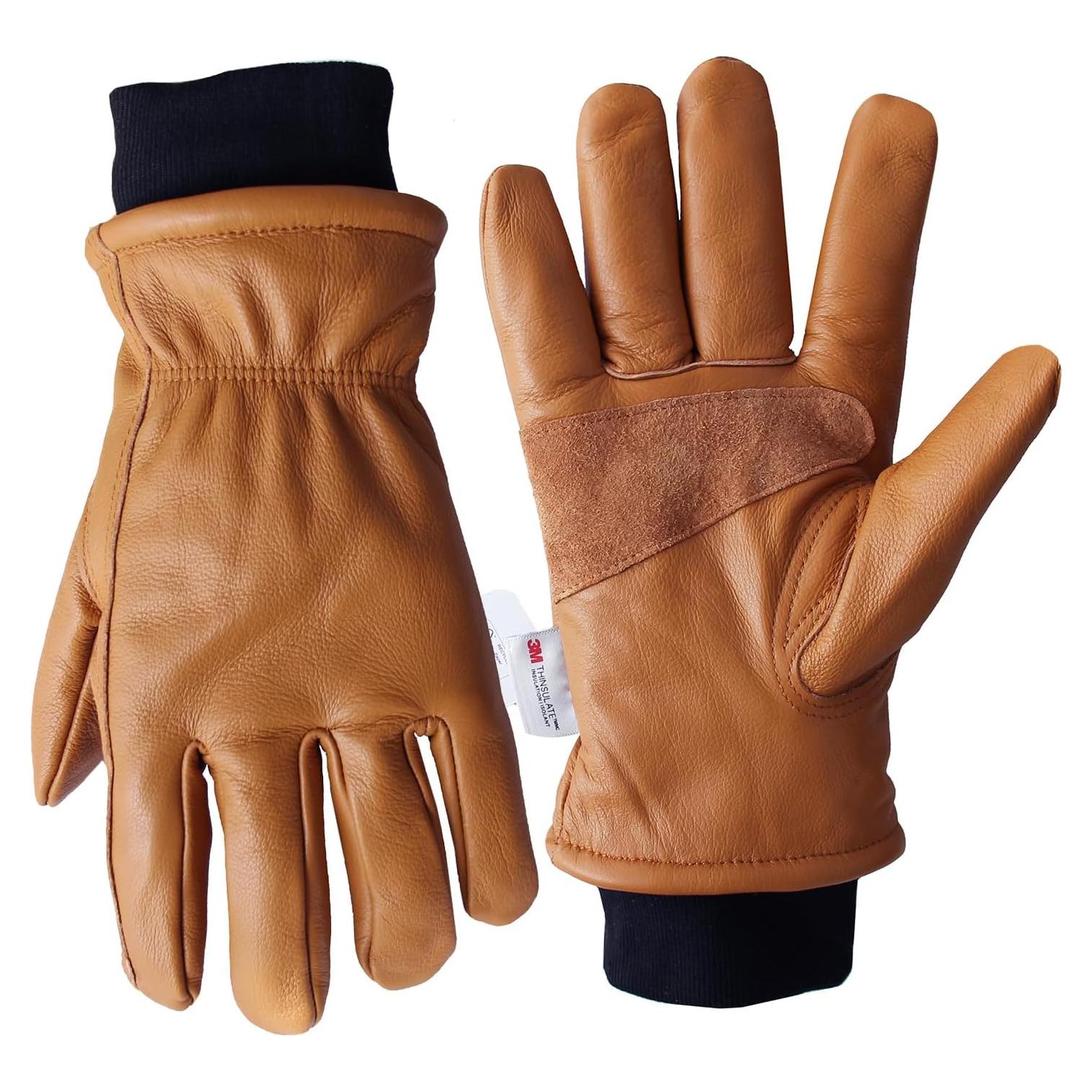 Guantes de trabajo de cuero marrón retro NN101L - Unisex