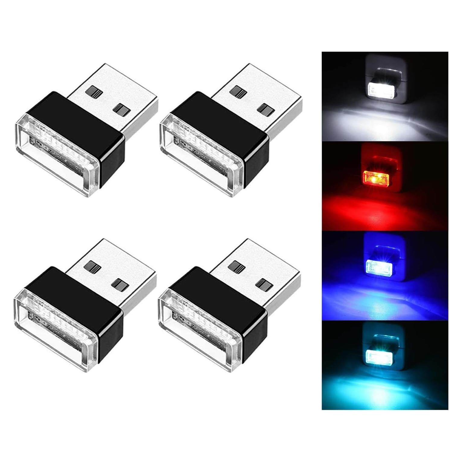 Ziciner 4 PCS Lámpara LED Interior Coche USB Multicolor