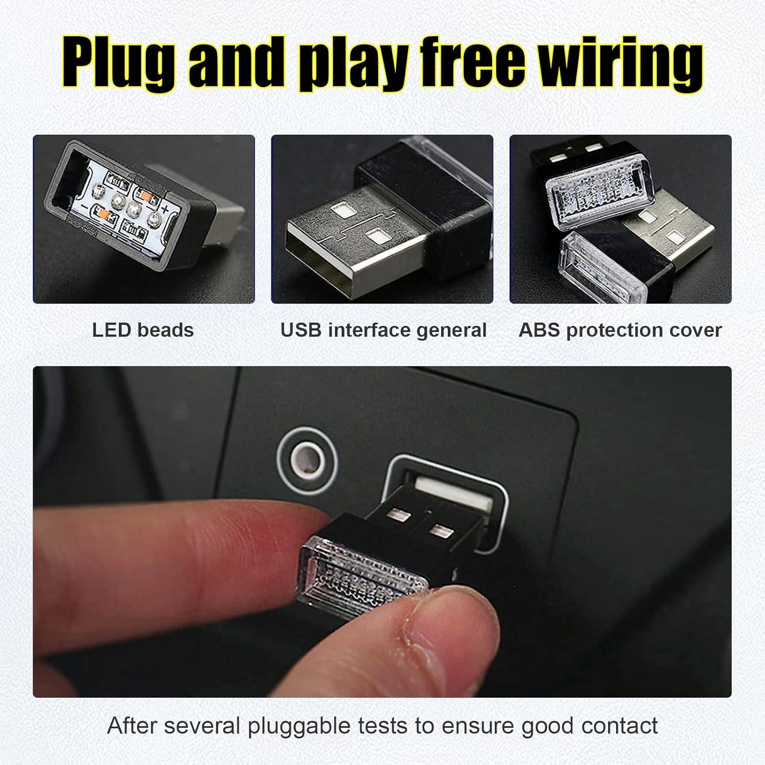 Ziciner 4 PCS Lámpara LED Interior Coche USB Multicolor