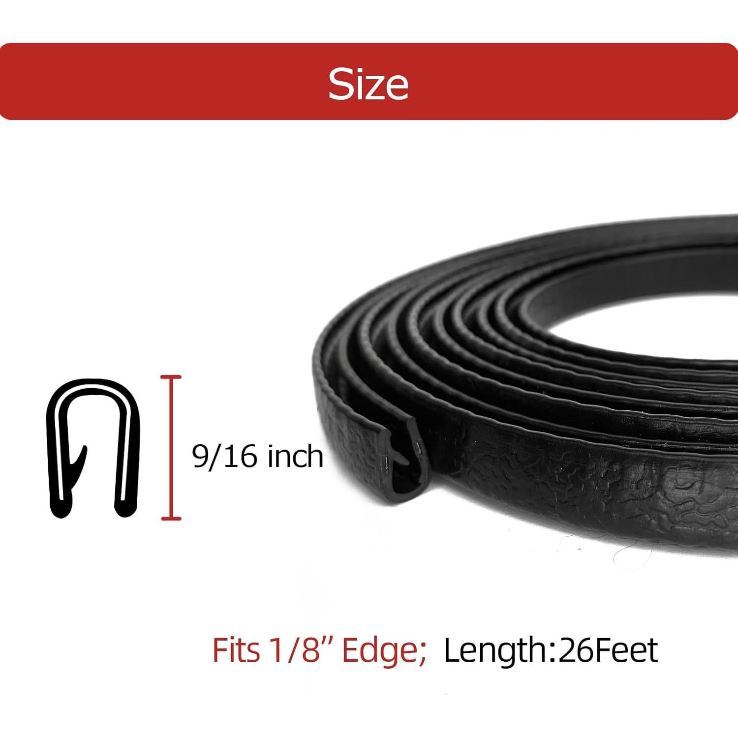 Bisel de goma Aroilder 7.92m negro para bordes 3.2mm