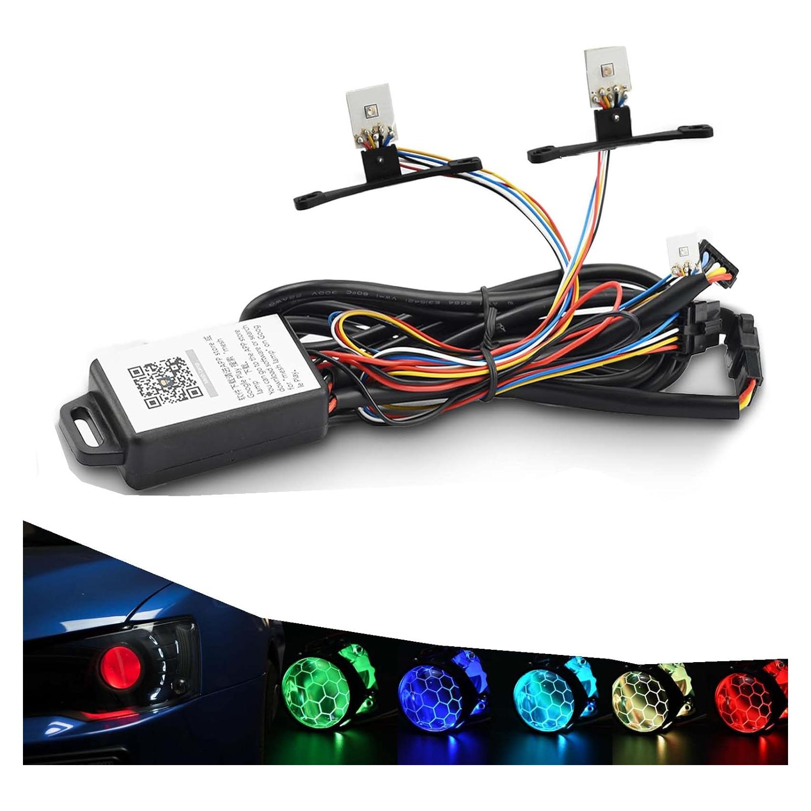 Ojos Demonio LED RGB YUFANYA 2.5" para Faro Proyector