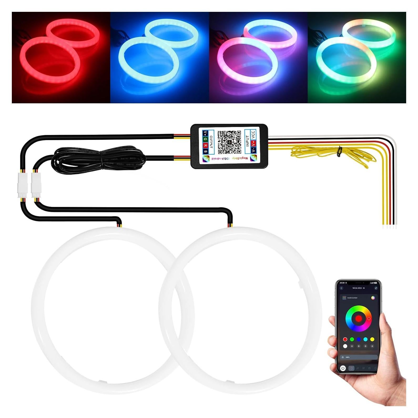 Anillos de Halo RGB Qasim 120mm 12V para Coche y Moto