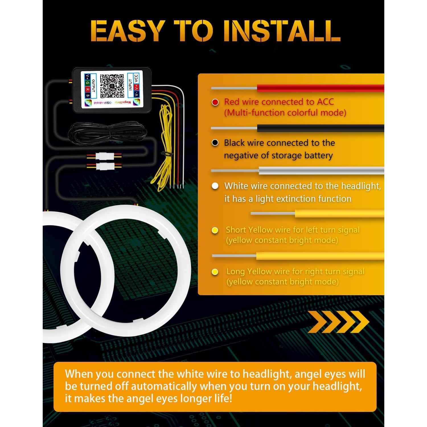 Anillos de Halo RGB Qasim 120mm 12V para Coche y Moto