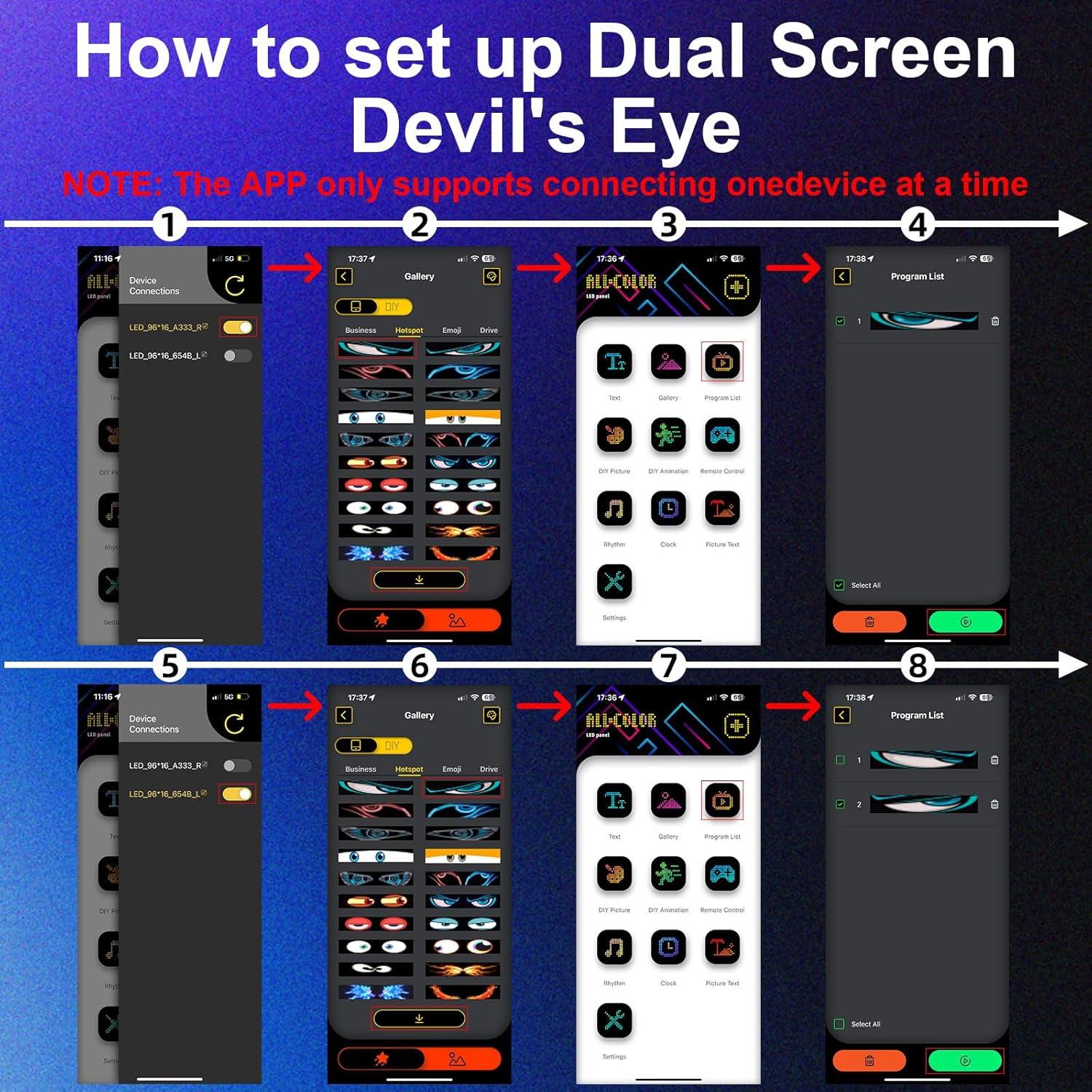 Luces Ojos de Diablo JINRUIHAO para Autos 60x12cm RGB