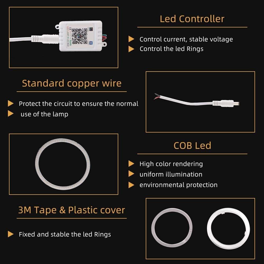 Anillos Halo LED RGB Grandview 70MM Control Bluetooth 12V