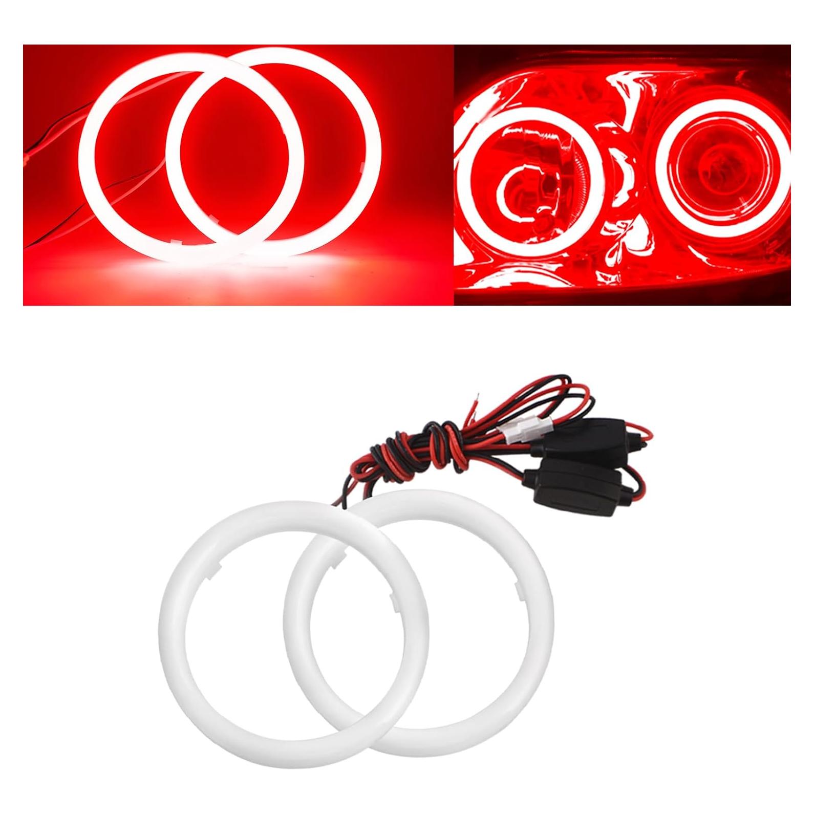 Anillos Halo LED 60MM Rojo Qasim para Automóviles y Motocicletas