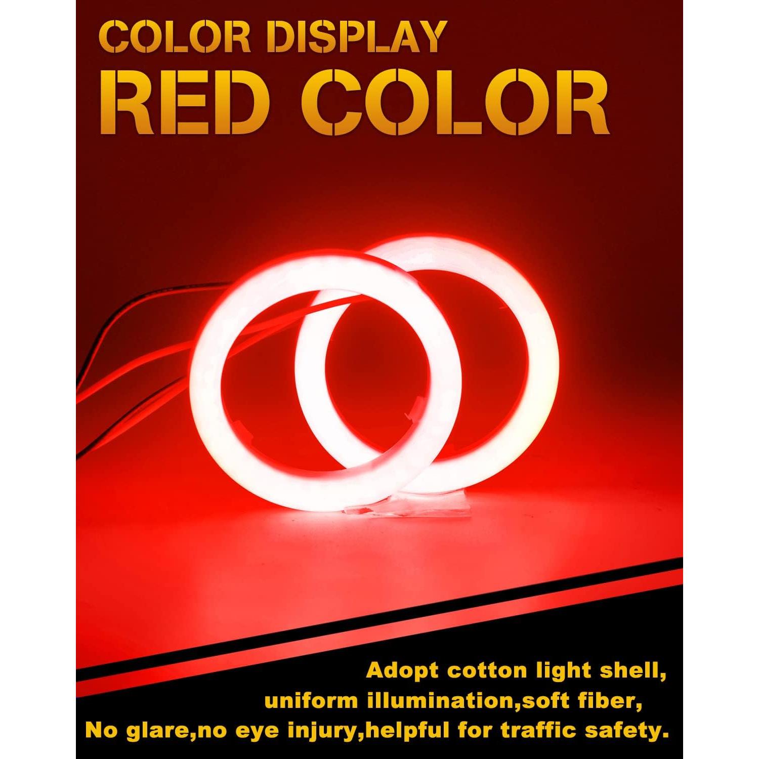 Anillos Halo LED 60MM Rojo Qasim para Automóviles y Motocicletas