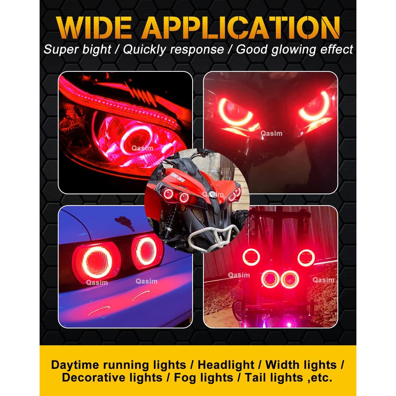 Anillos Halo LED 60MM Rojo Qasim para Automóviles y Motocicletas