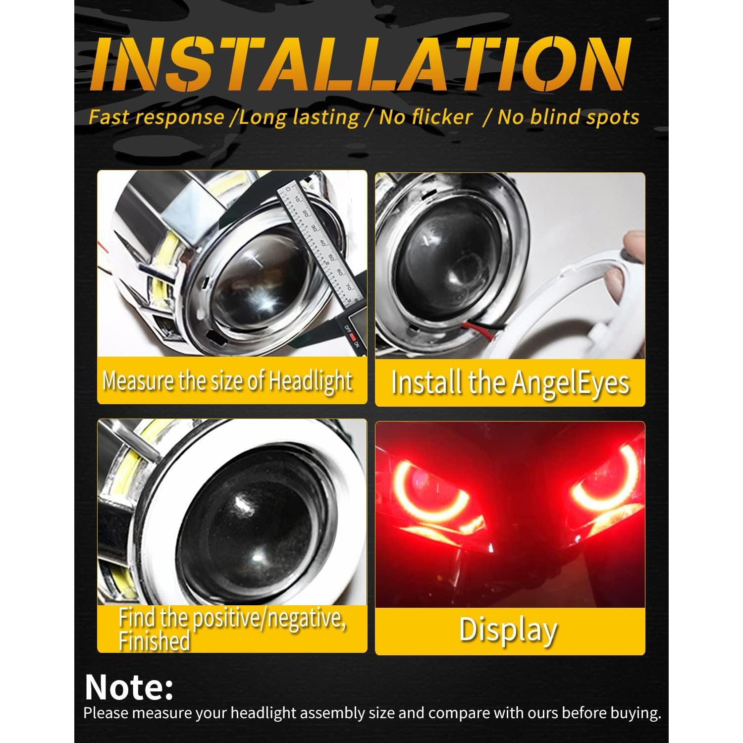 Anillos Halo LED 60MM Rojo Qasim para Automóviles y Motocicletas