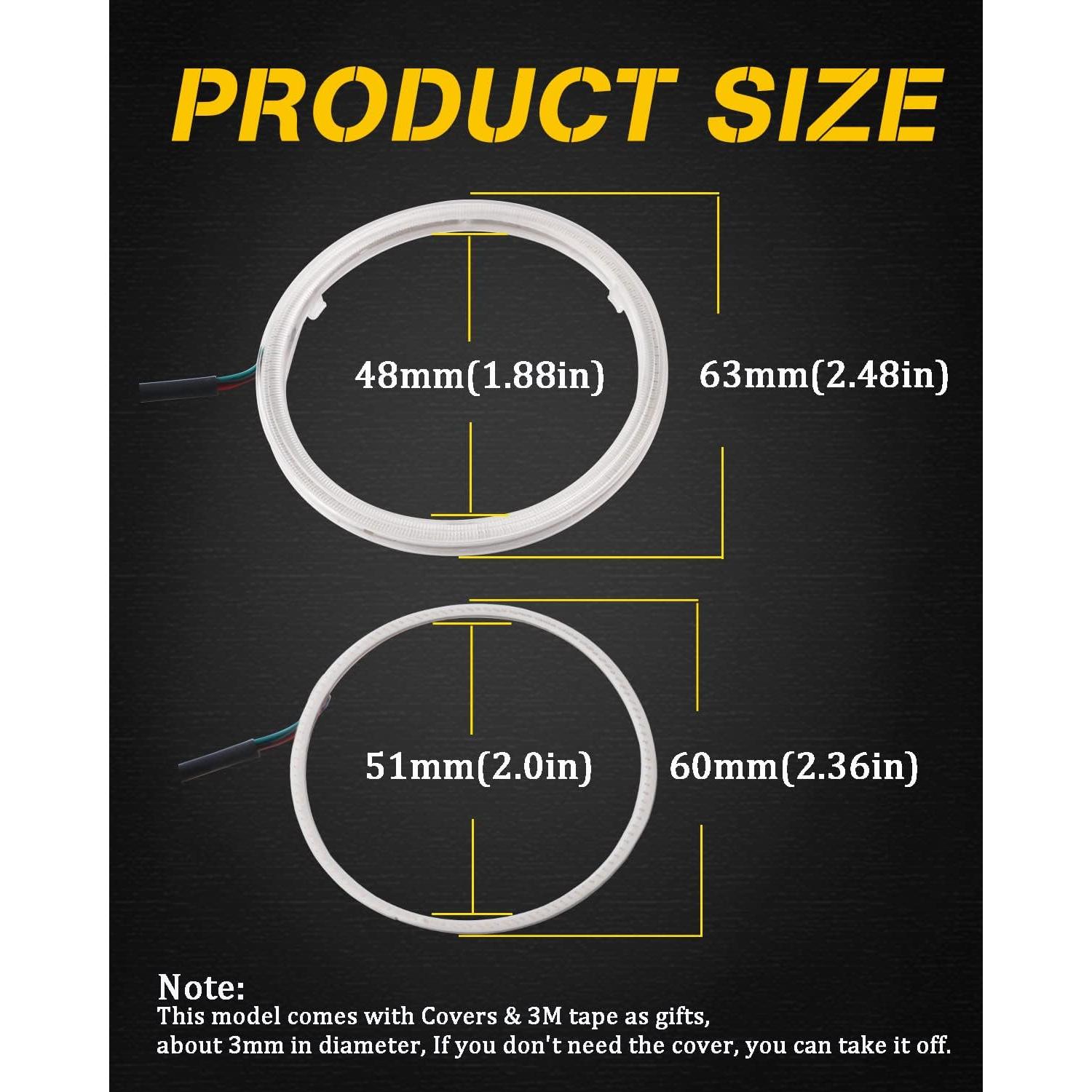 Anillos LED Halo RGB Qasim 60mm con Control APP Bluetooth