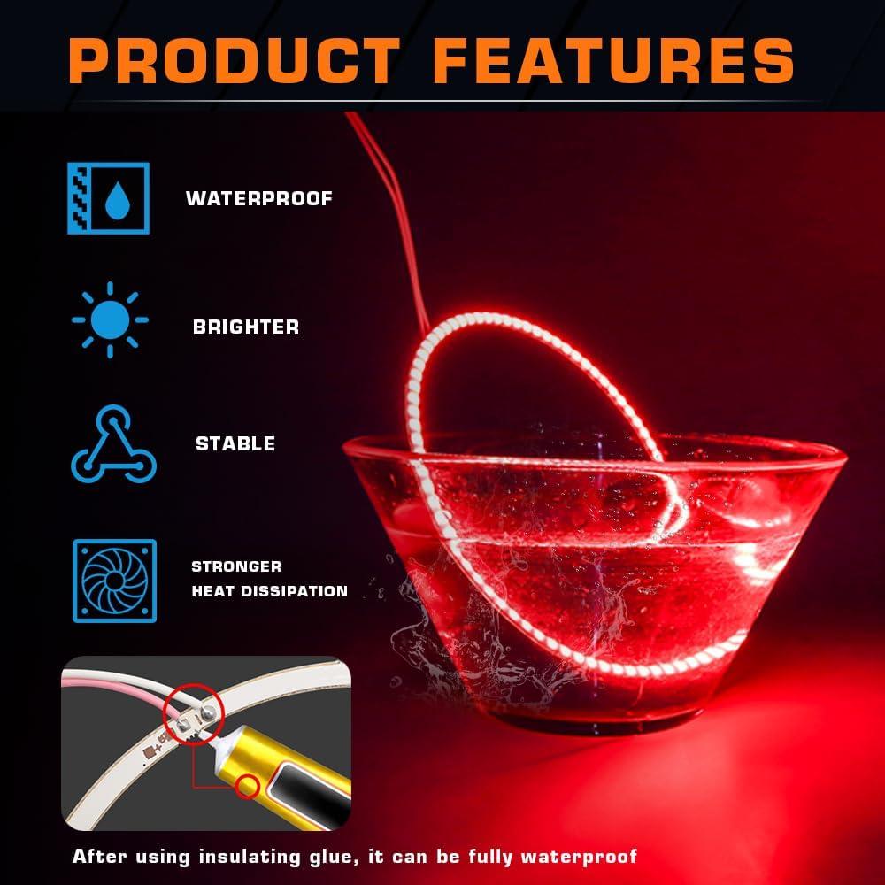 Anillos Halo de Ojos de Ángel Juren 140mm LED Rojo