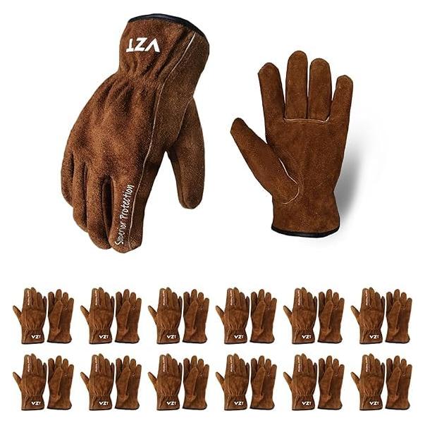 Guantes de Trabajo VZT de Cuero Marrón 12 Pares XXL