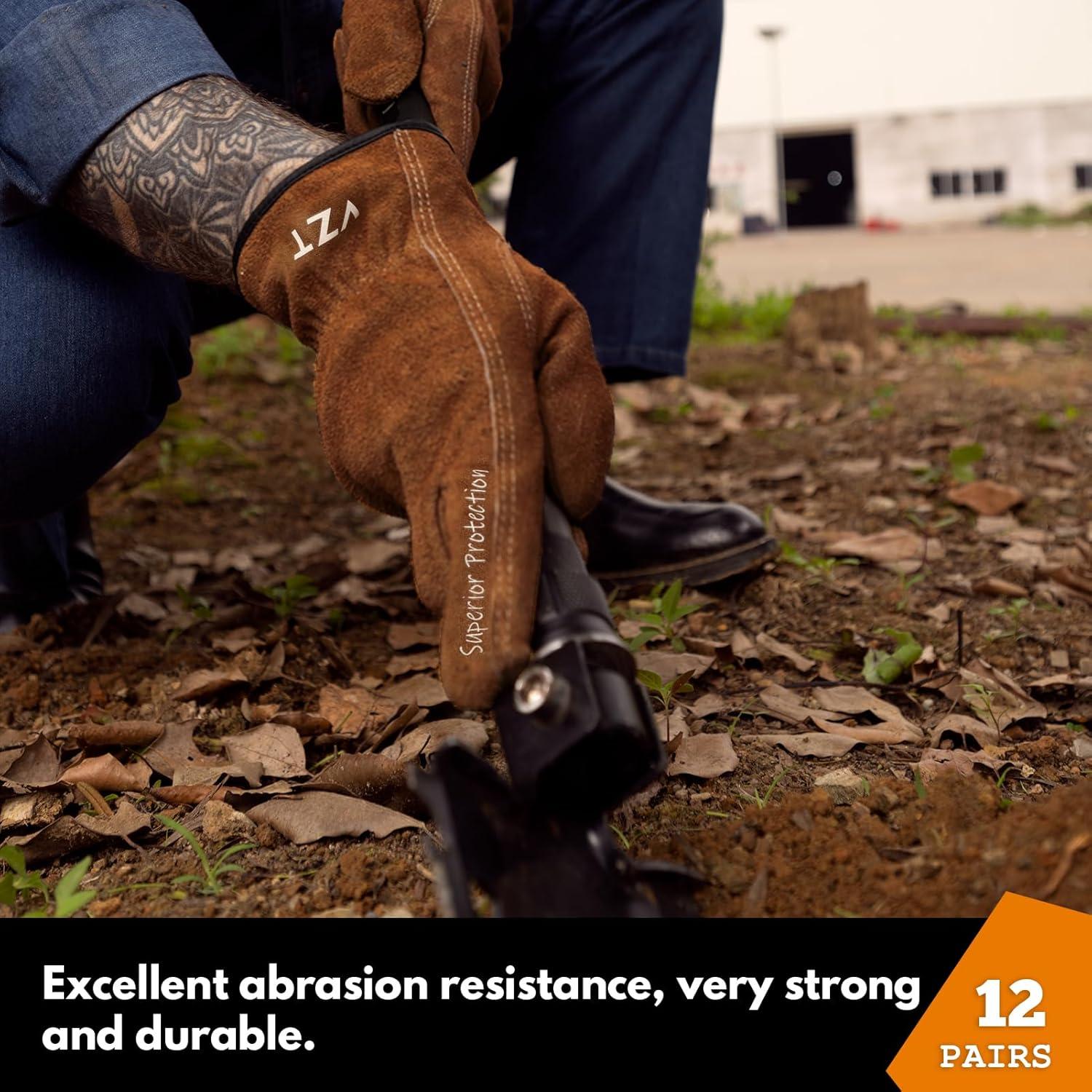 Guantes de Trabajo VZT de Cuero Marrón 12 Pares XXL