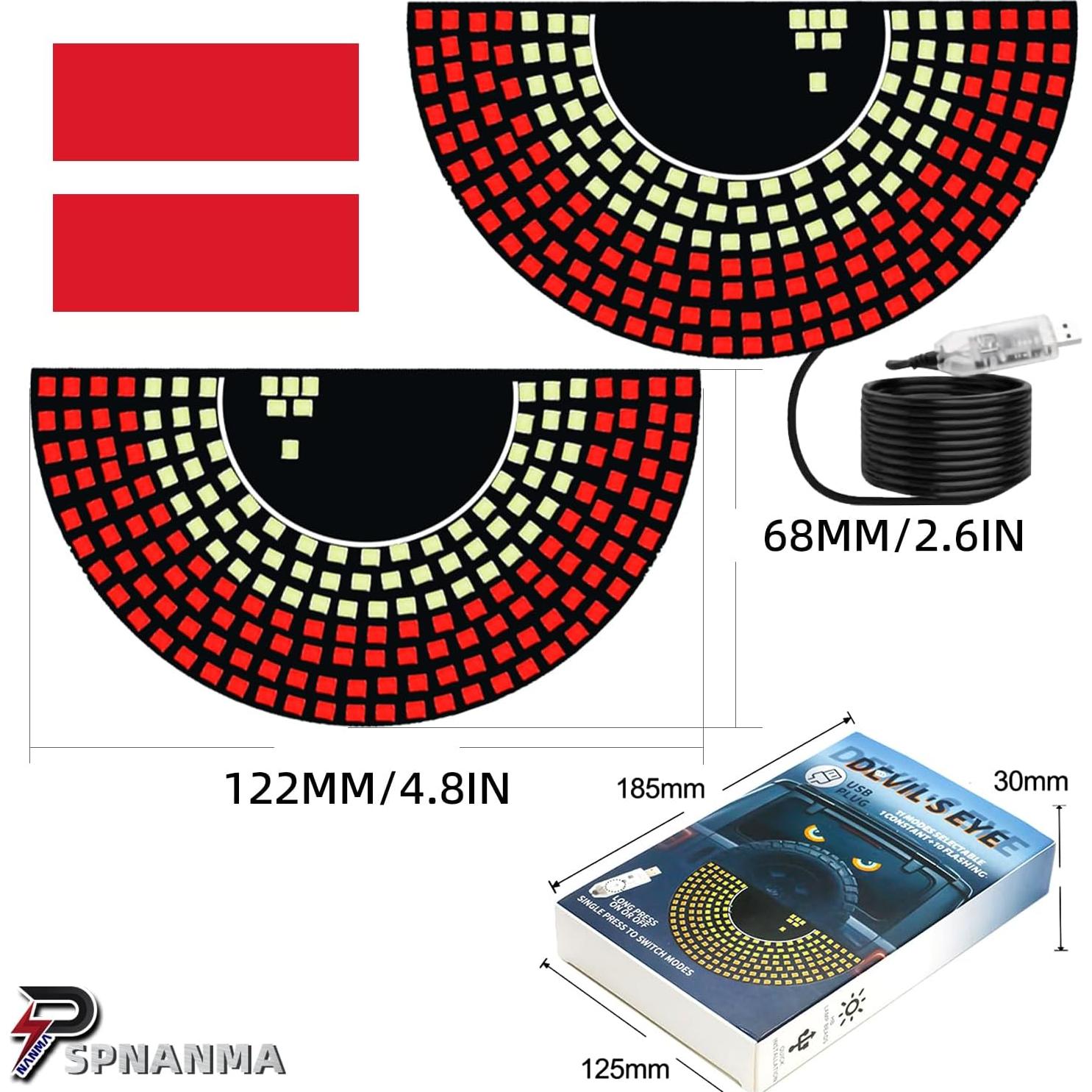 Luces LED Ojos del Diablo SPNANMA para Parabrisas - Rojo y Blanco