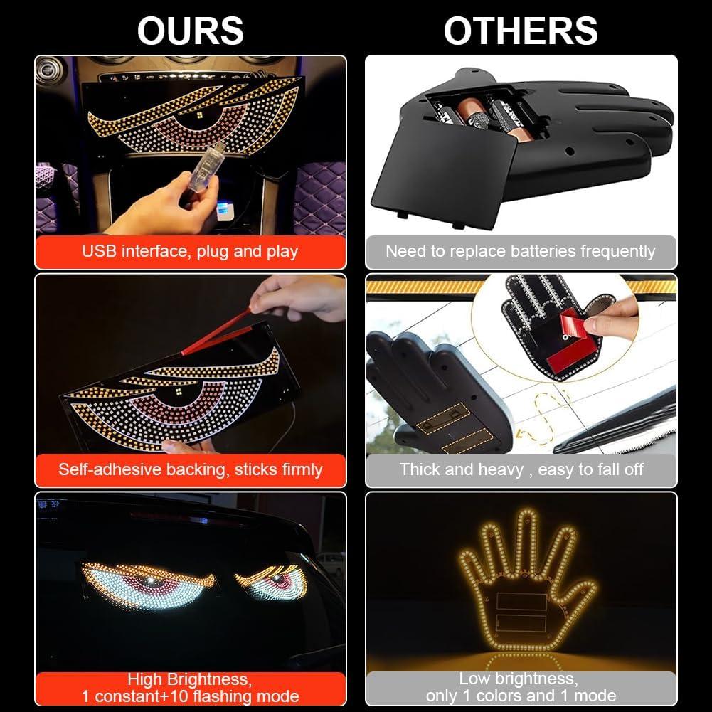 Luces LED Ojos de Diablo LIYISHUO para Autos USB 30x12cm