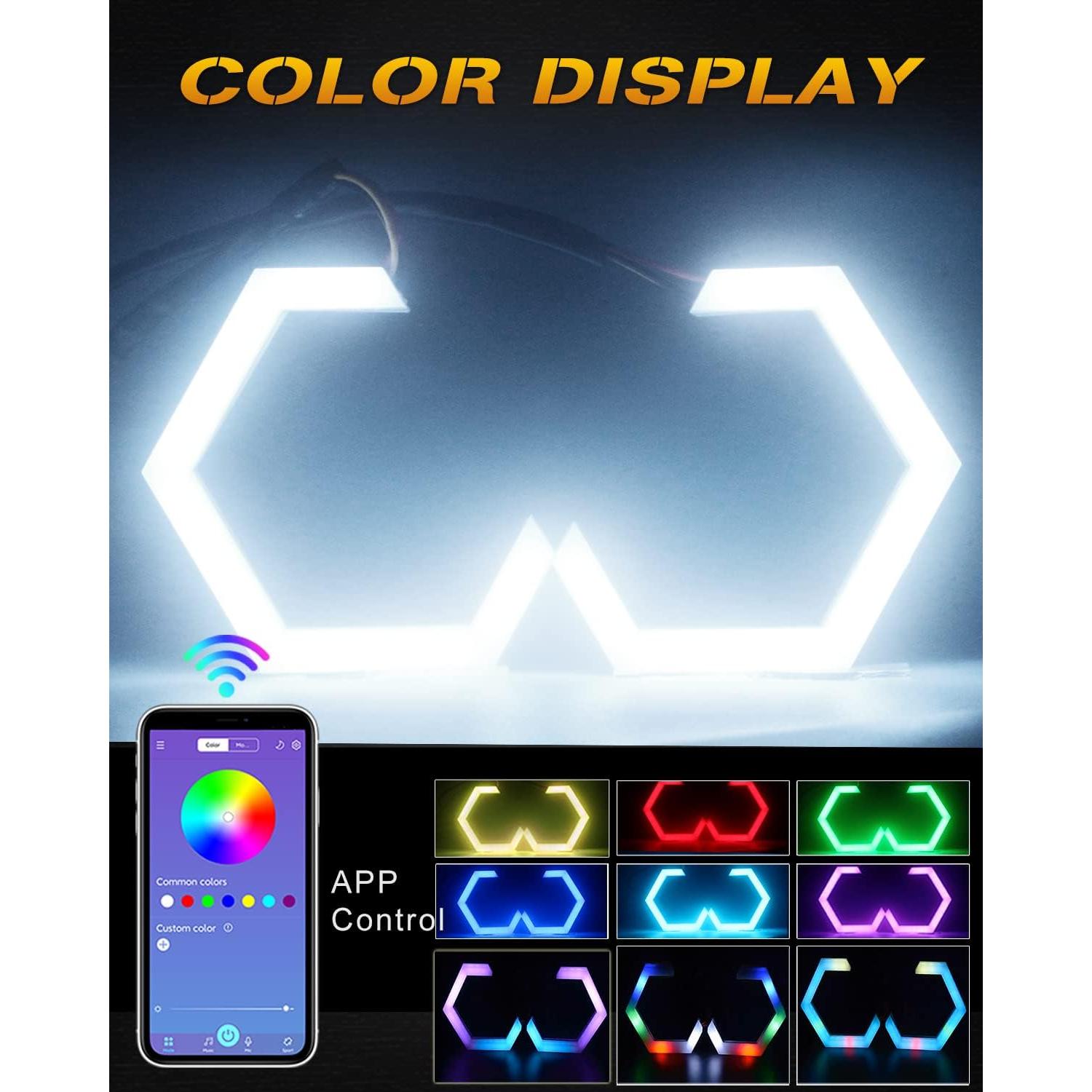 Anillos Halo RGB Qasim 70MM DRL y Luz de Giro Ámbar 12V