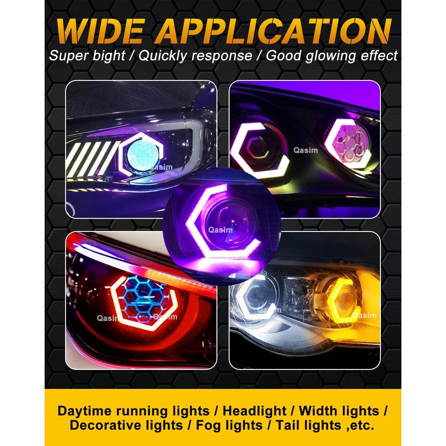 Anillos Halo RGB Qasim 70MM DRL y Luz de Giro Ámbar 12V