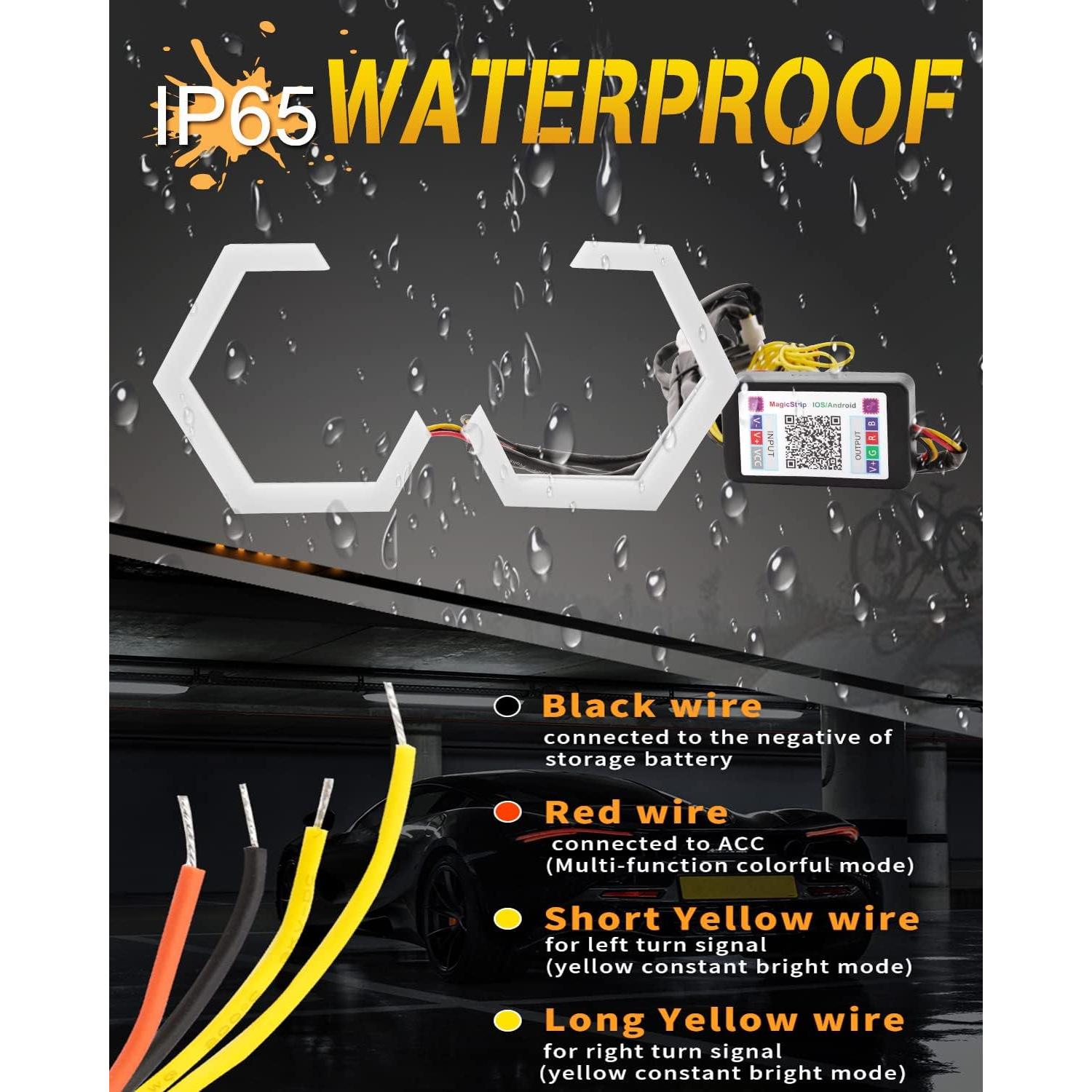 Anillos Halo RGB Qasim 70MM DRL y Luz de Giro Ámbar 12V