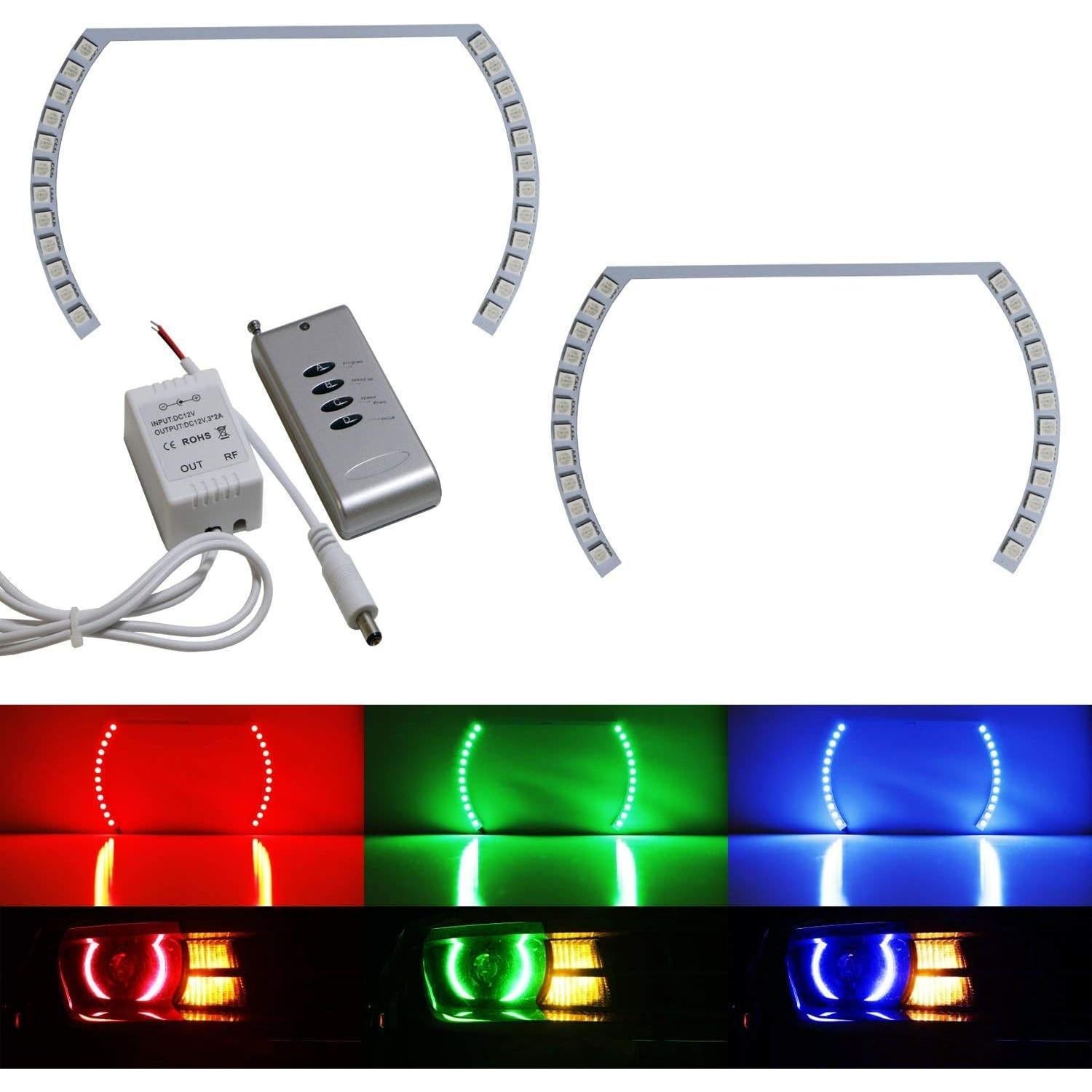 Anillo Halo LED RGB iJDMTOY para Faros - Ajustable, Universal