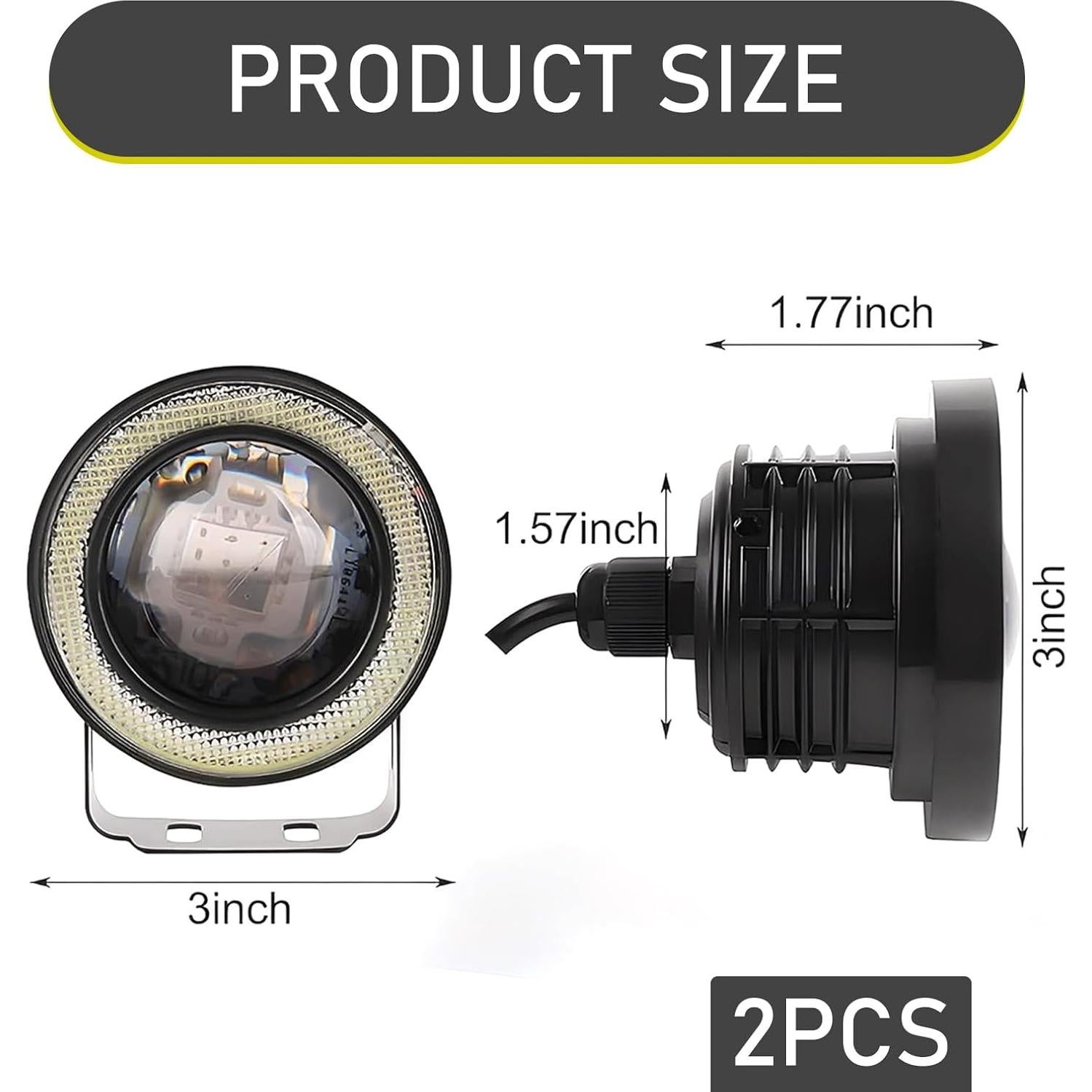 Luces de Niebla LED Angel Eye Waswale 2 PCS 1200LM Blanco