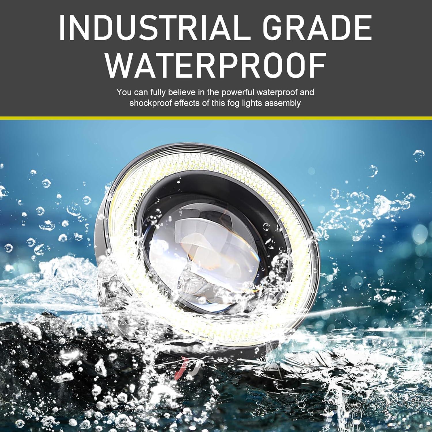 Luces de Niebla LED Angel Eye Waswale 2 PCS 1200LM Blanco