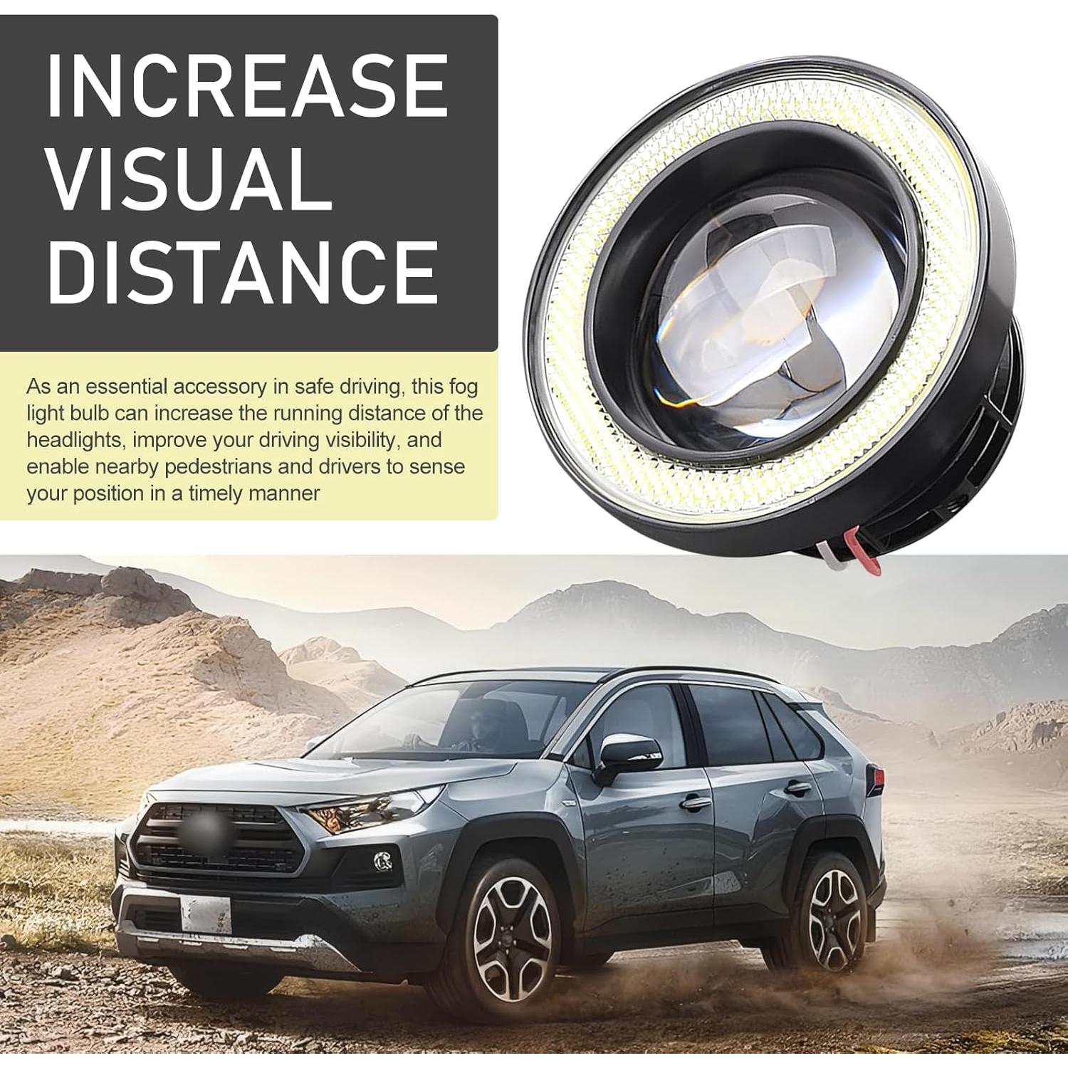 Luces de Niebla LED Angel Eye Waswale 2 PCS 1200LM Blanco