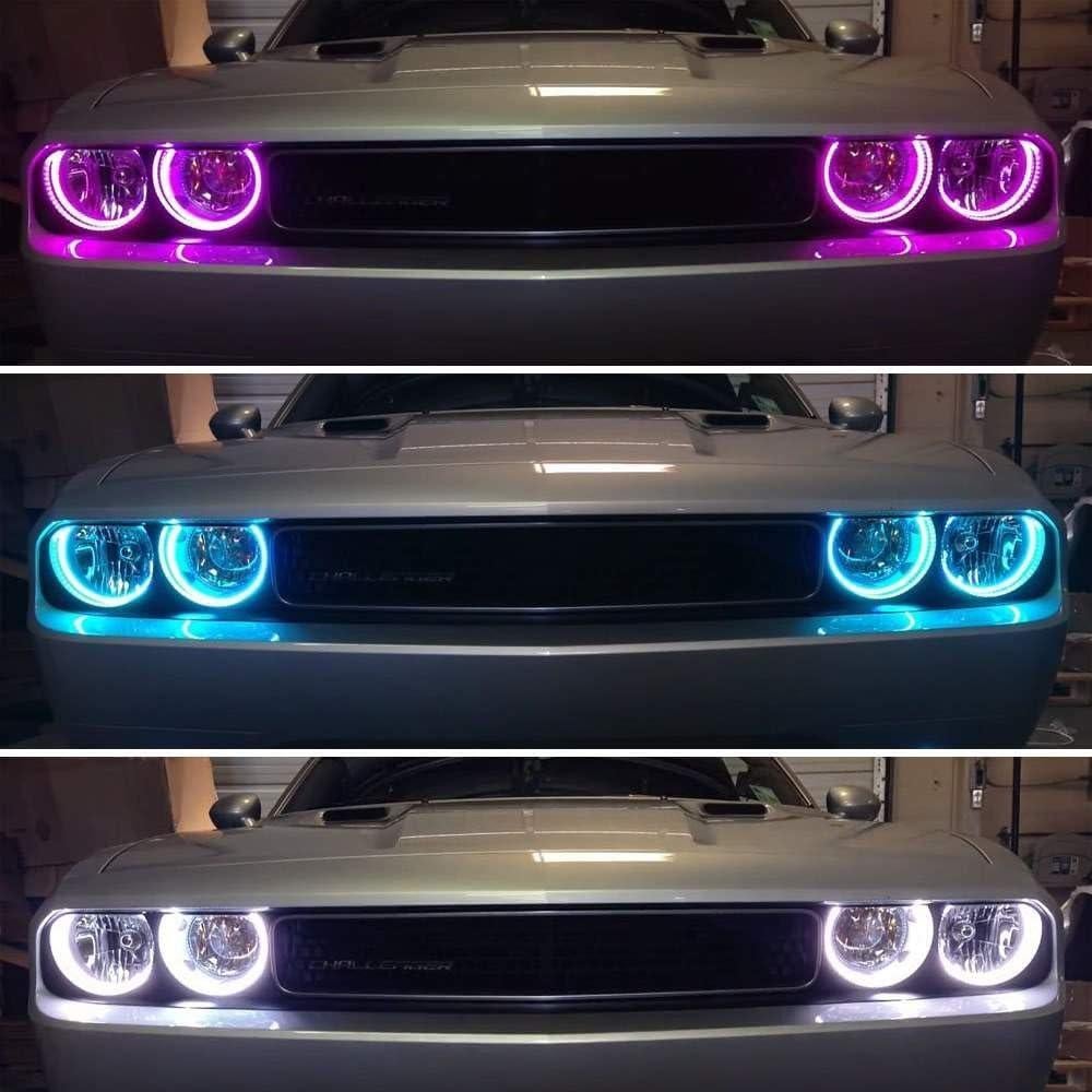 Anillos Halo LED RGB iJDMTOY para Dodge Challenger 2008-2014