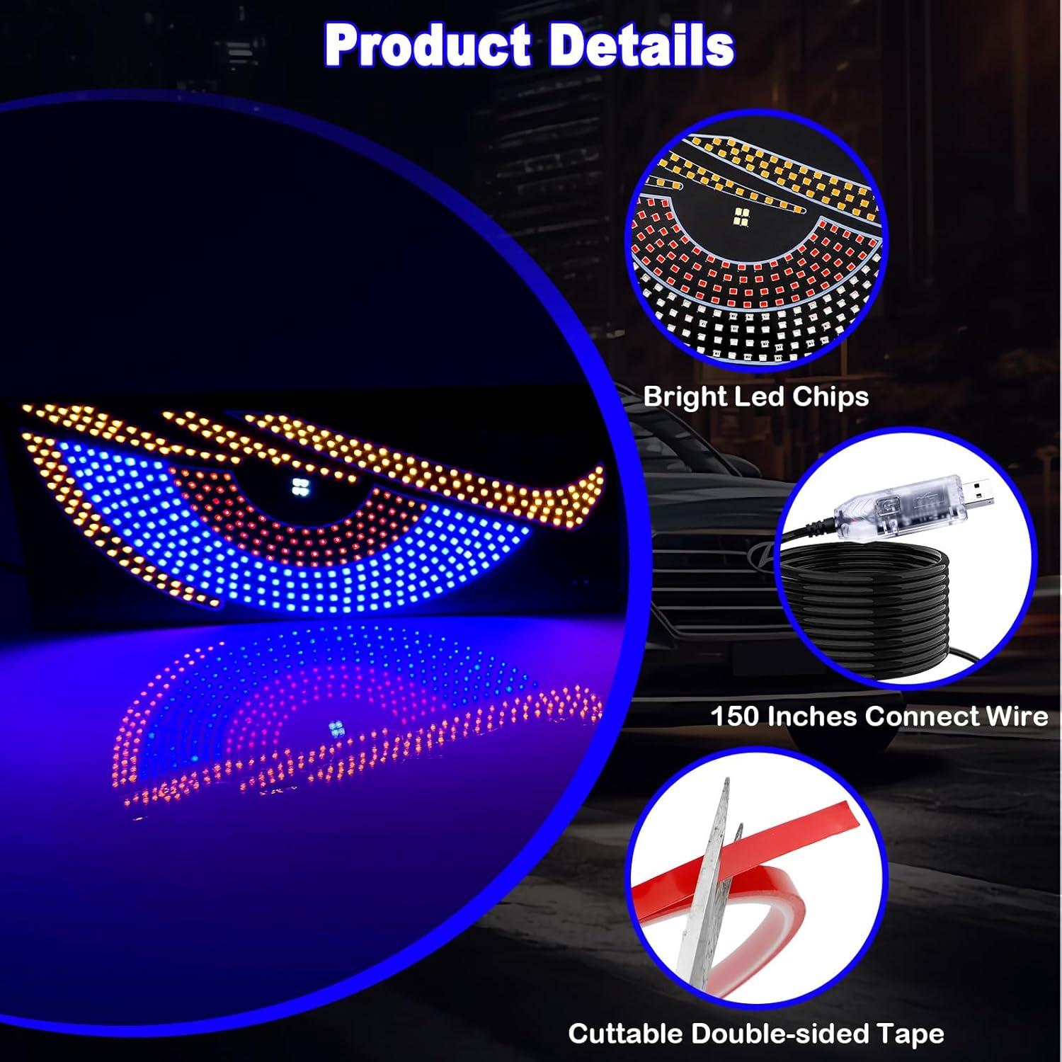 Luz LED Ojos de Diablo LECART para Parabrisas - USB, 10 Modos