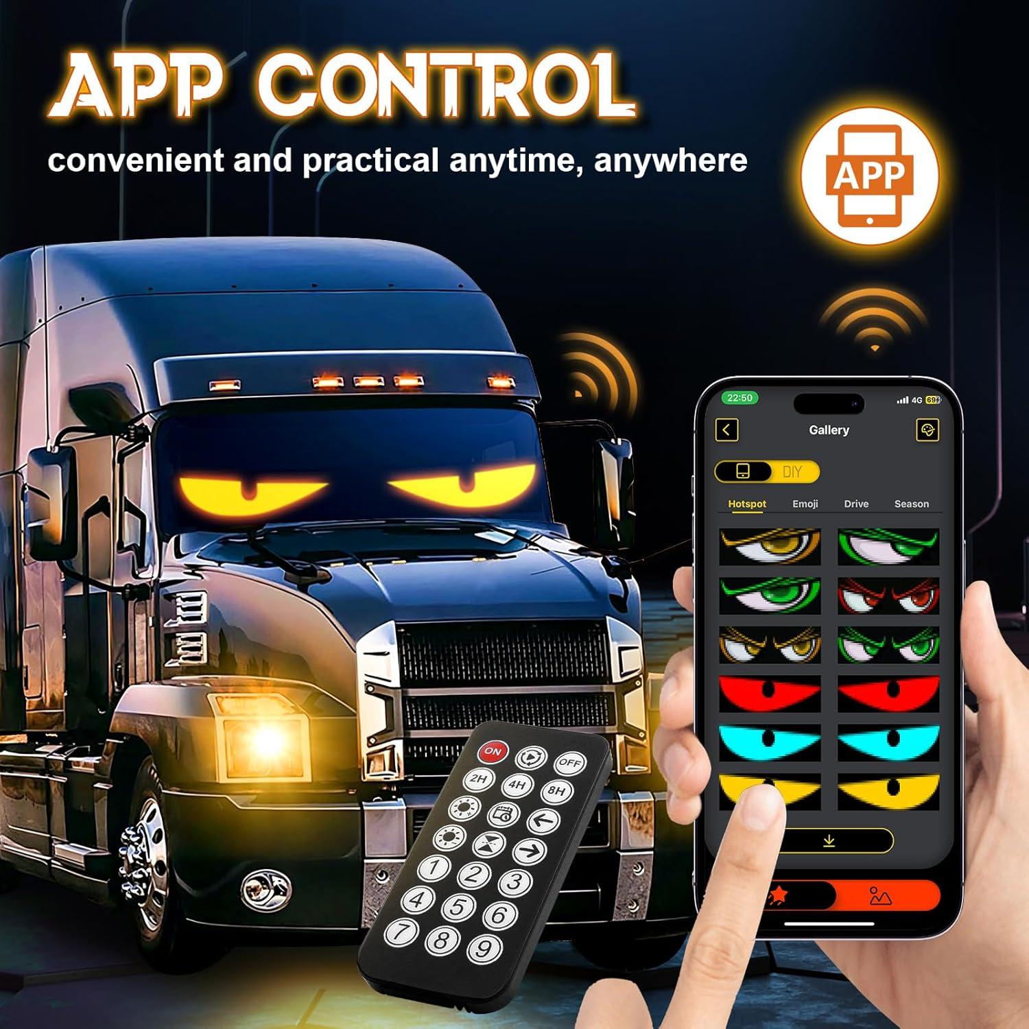 Tira LED Ojo Demonio Sachie 52.4" para Camiones, Control Remoto + APP