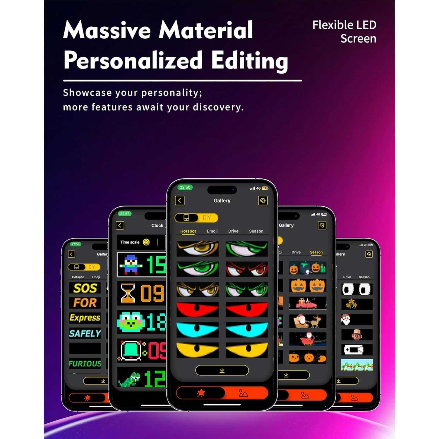 Tira LED Ojo Demonio Sachie 52.4" para Camiones, Control Remoto + APP