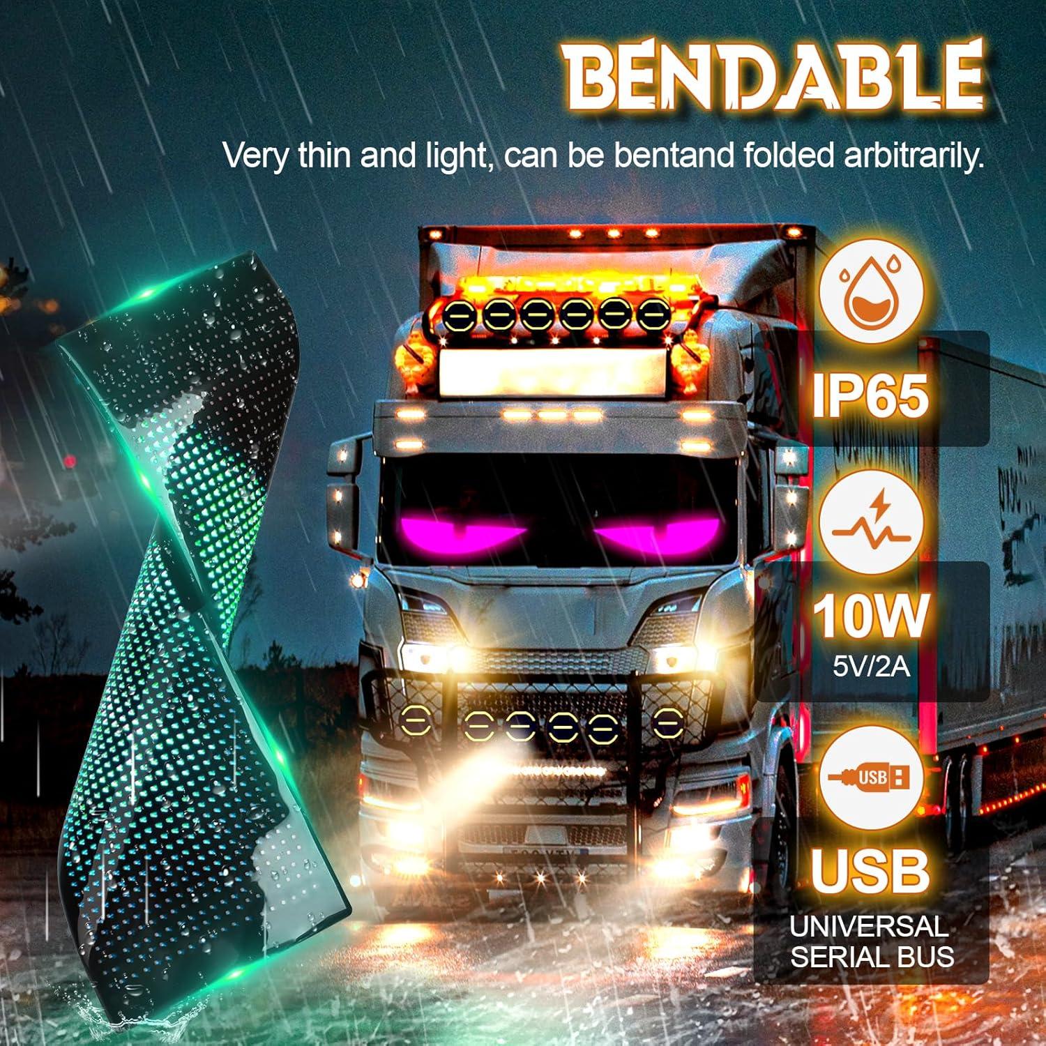 Tira LED Ojo Demonio Sachie 52.4" para Camiones, Control Remoto + APP