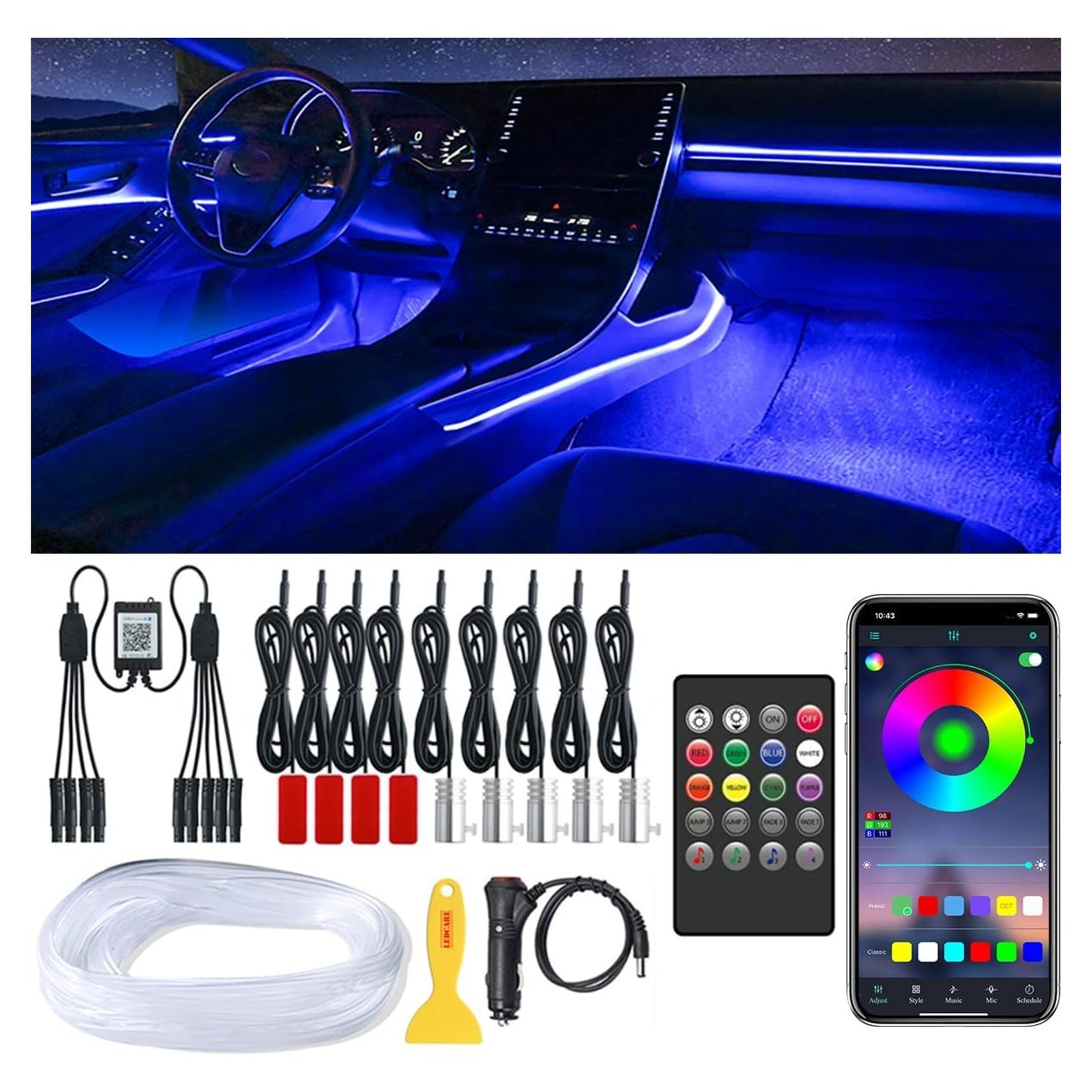 Luces LED de tira para coche QVEVDACAR 9 en 1 RGB con APP
