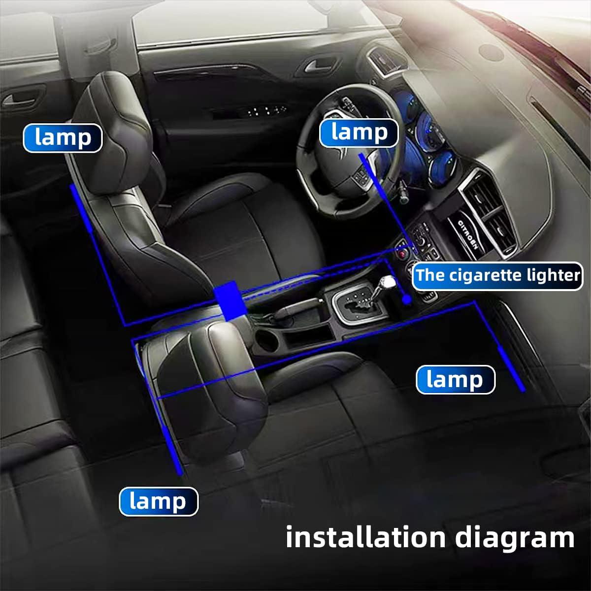 Luces LED interiores para coche Moioee, 4 piezas RGB 12V