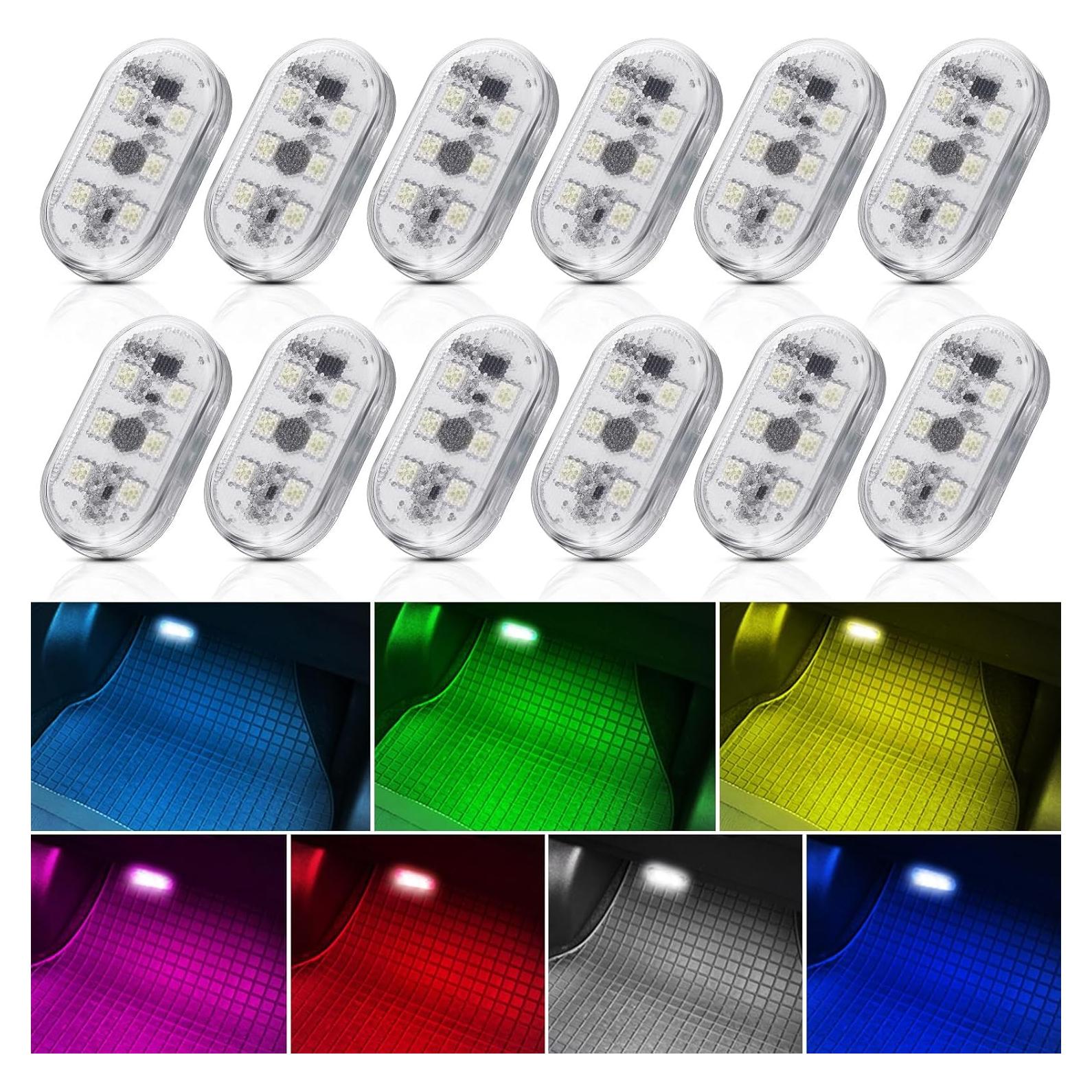 Luces LED Inalámbricas para Automóvil VIHOSE 12 Pcs 7 Colores