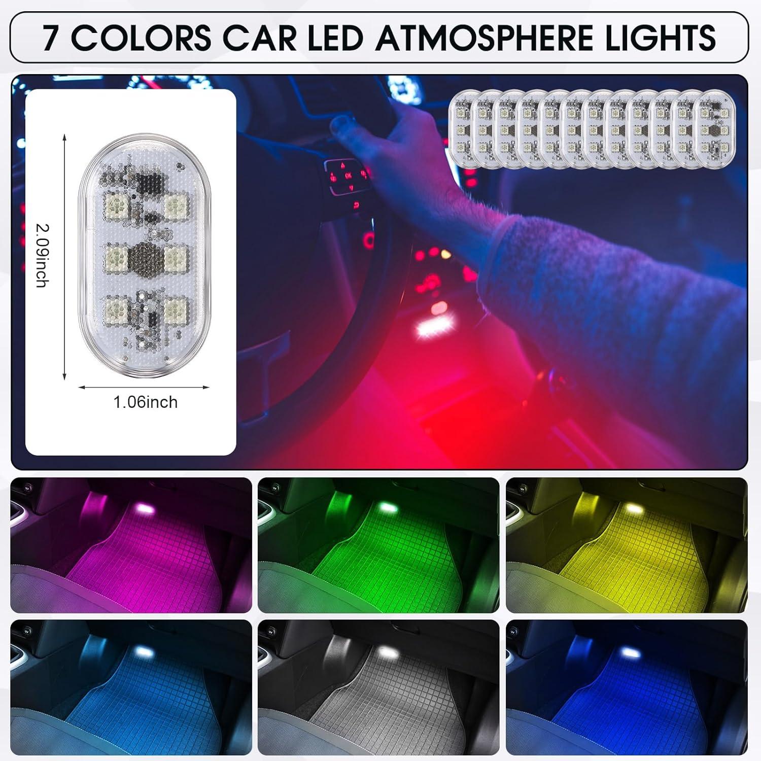 Luces LED Inalámbricas para Automóvil VIHOSE 12 Pcs 7 Colores