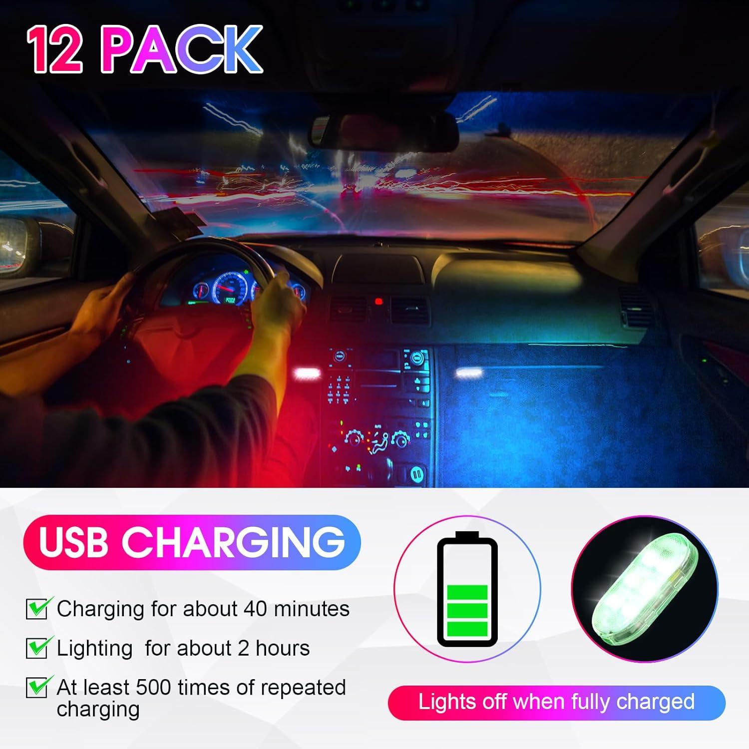 Luces LED Inalámbricas para Automóvil VIHOSE 12 Pcs 7 Colores