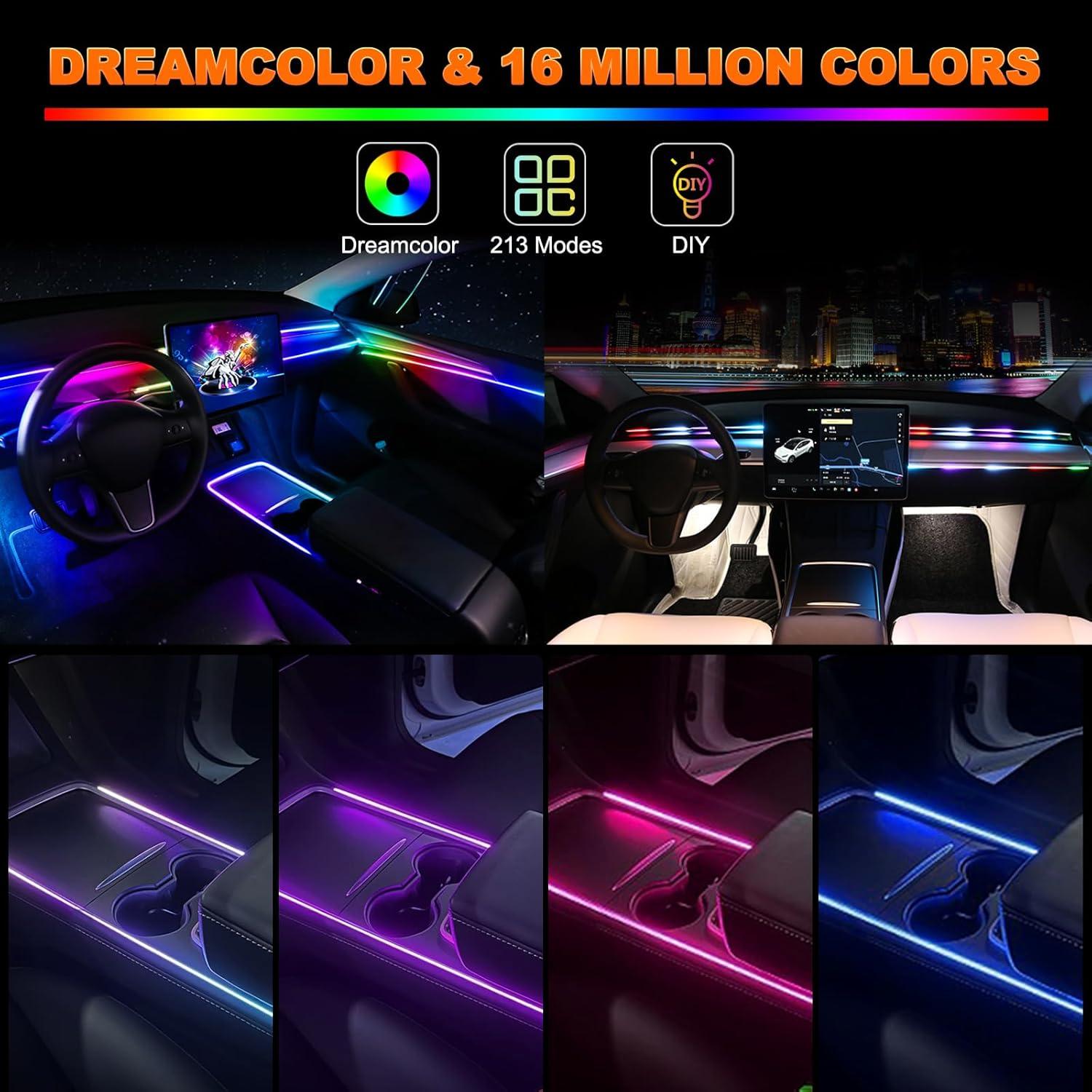 Luces LED de Tira Jushope para Coche RGB, 6 Piezas, Control APP