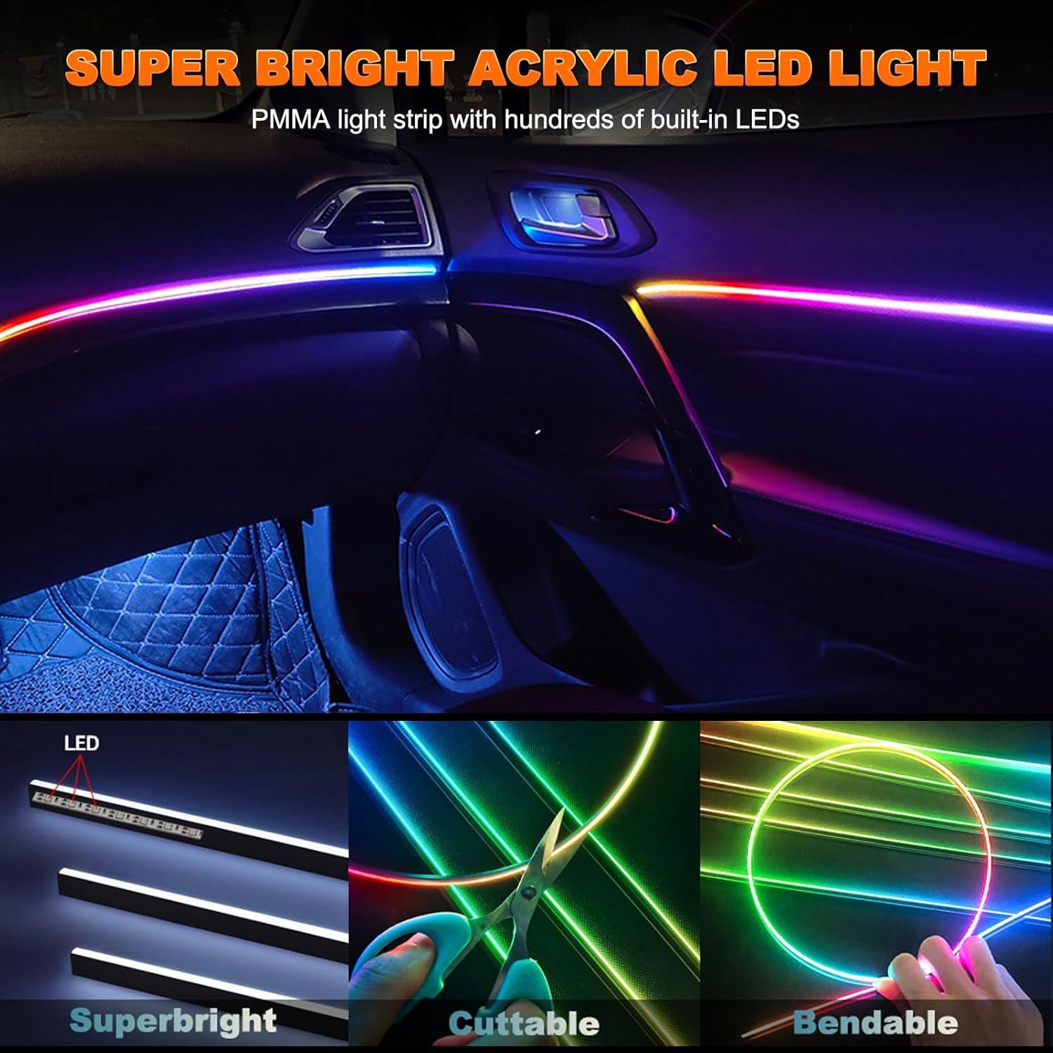 Luces LED de Tira Jushope para Coche RGB, 6 Piezas, Control APP