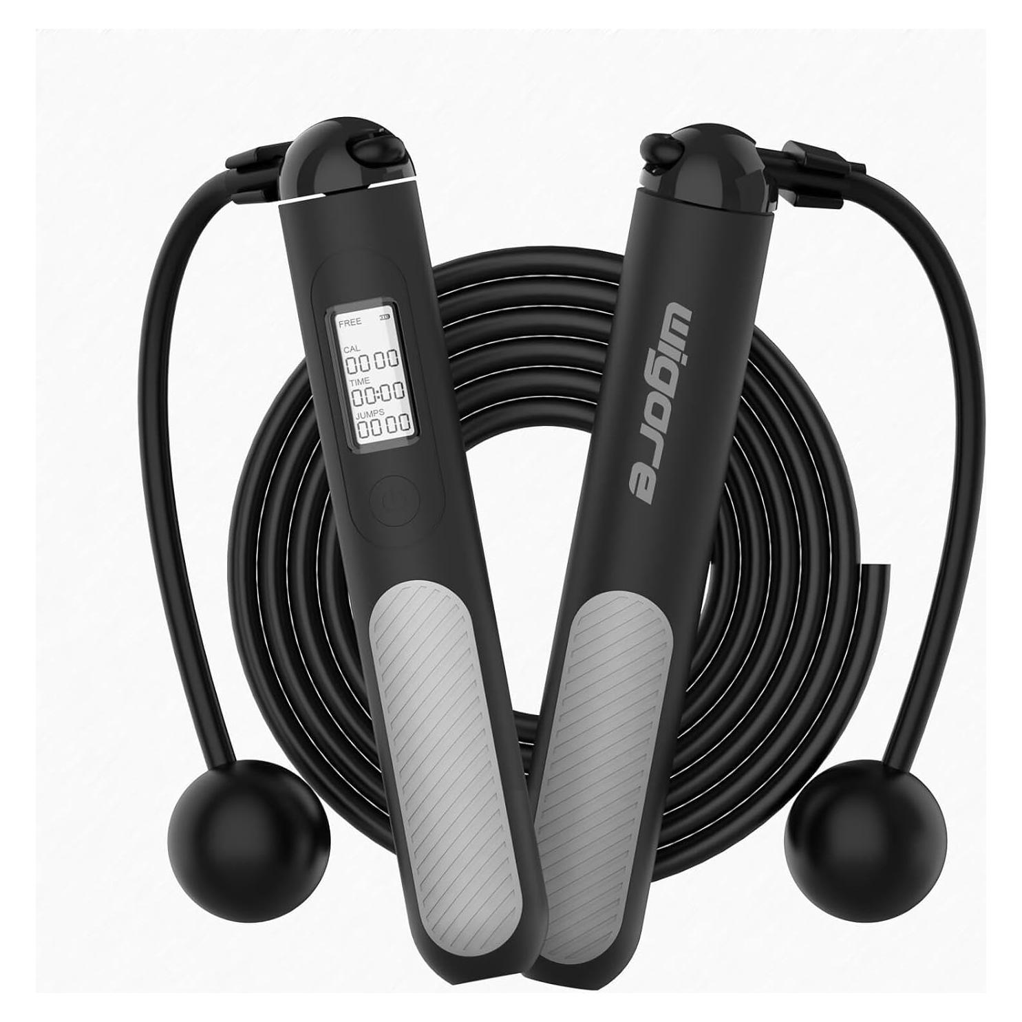 Cuerda de saltar sin cuerda Wigore con peso y contador LED