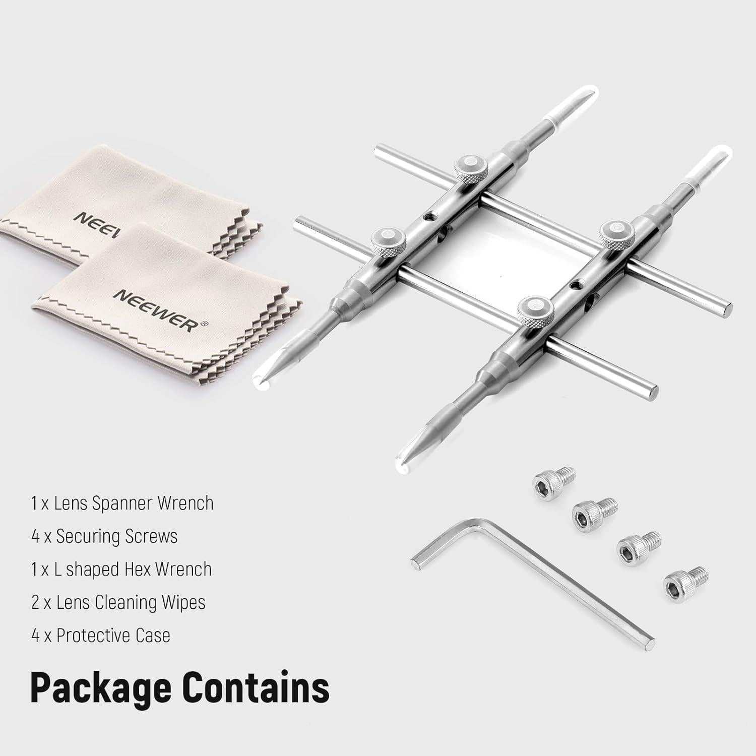 Llave de Lente NEEWER de Acero Inoxidable para Cámaras y Telescopios