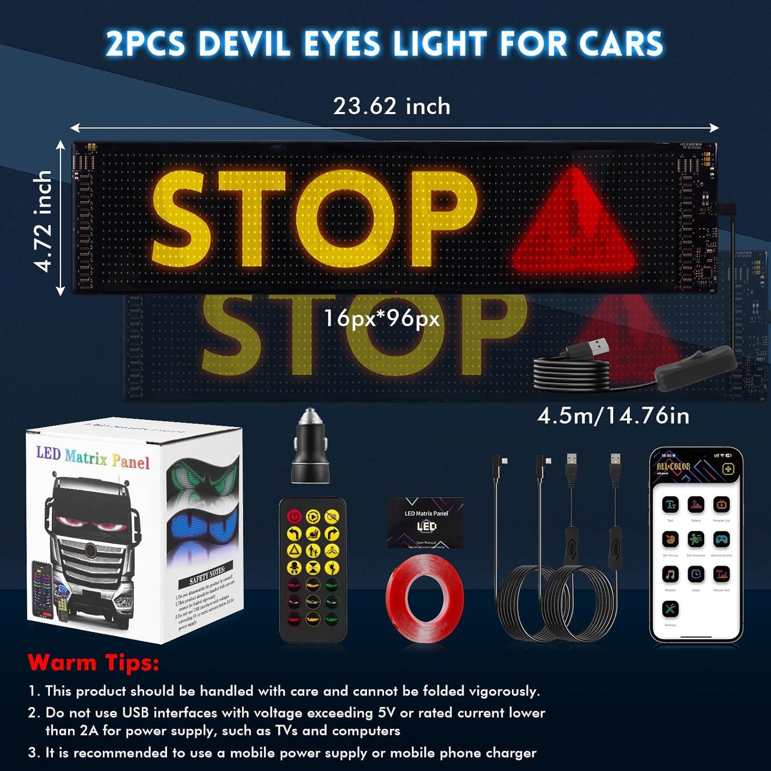 Luces Ojos Demonio LED Programables LeadGoods 60cm x 12cm