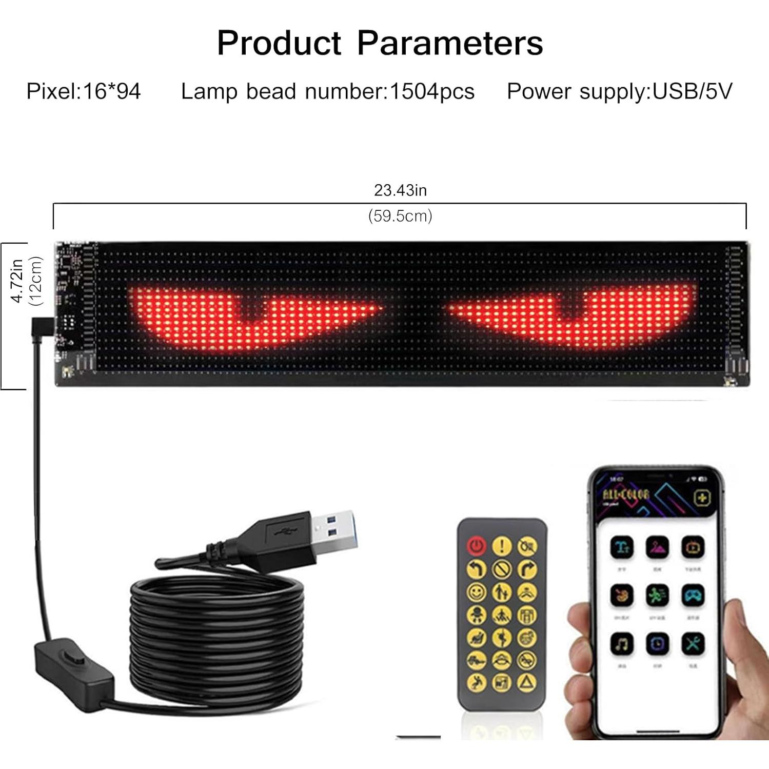 Pantalla LED Ojos de Diablo RIWALIEX DP01 60x12 cm Programable