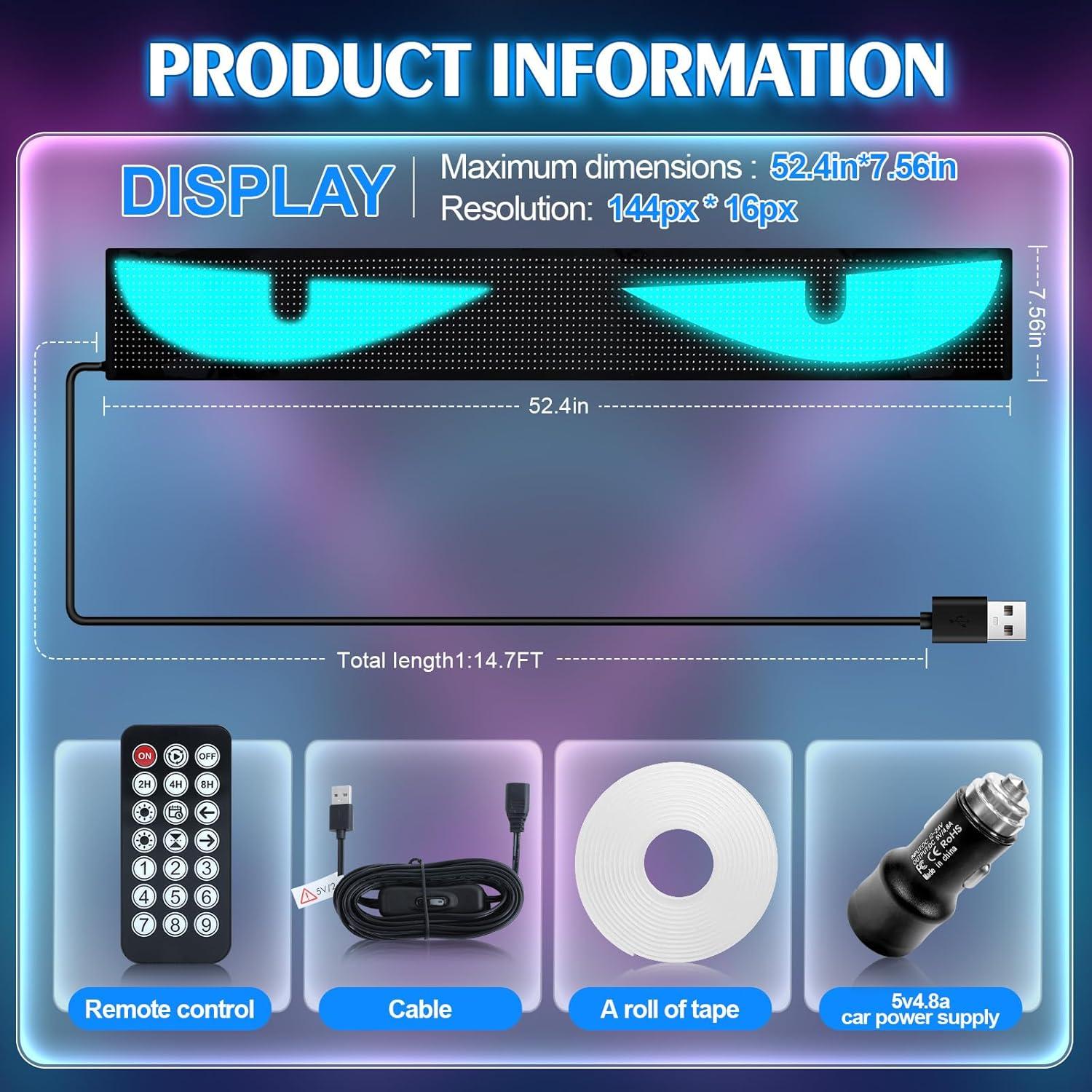 Barra de Luz LED CRILEAL 52.4"x7.56" RGB con Control Bluetooth